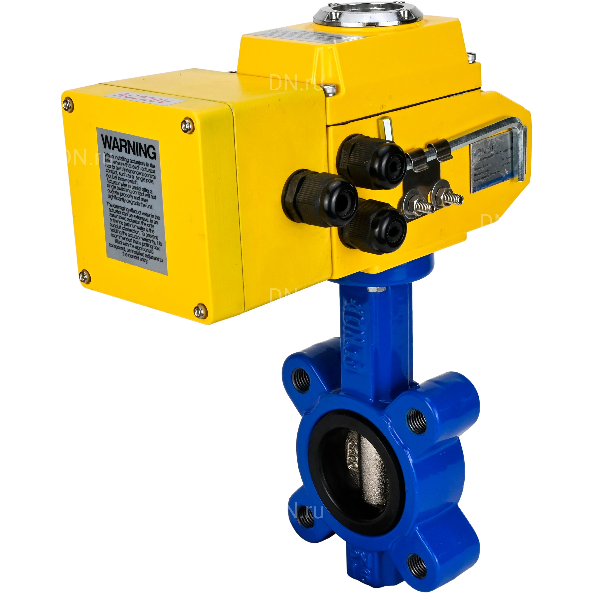 Изображение товара Затвор дисковый поворотный DN.ru WBV1616N-2W-Fb-H Ду125 Ру16 электропривод 220В Россия