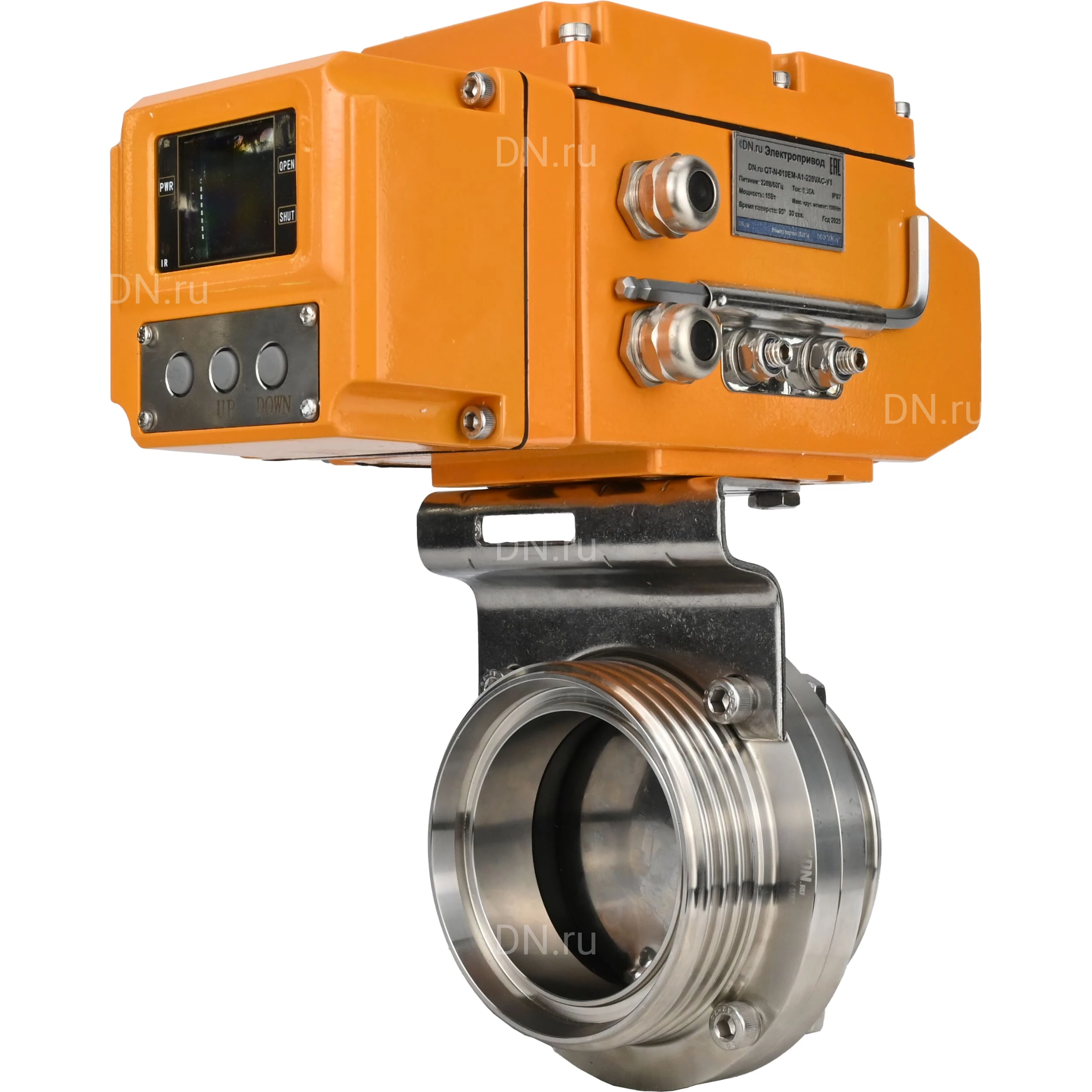 Изображение товара Затвор дисковый поворотный DN.ru WBV3131E-2W-T-H Ду25 с электроприводом