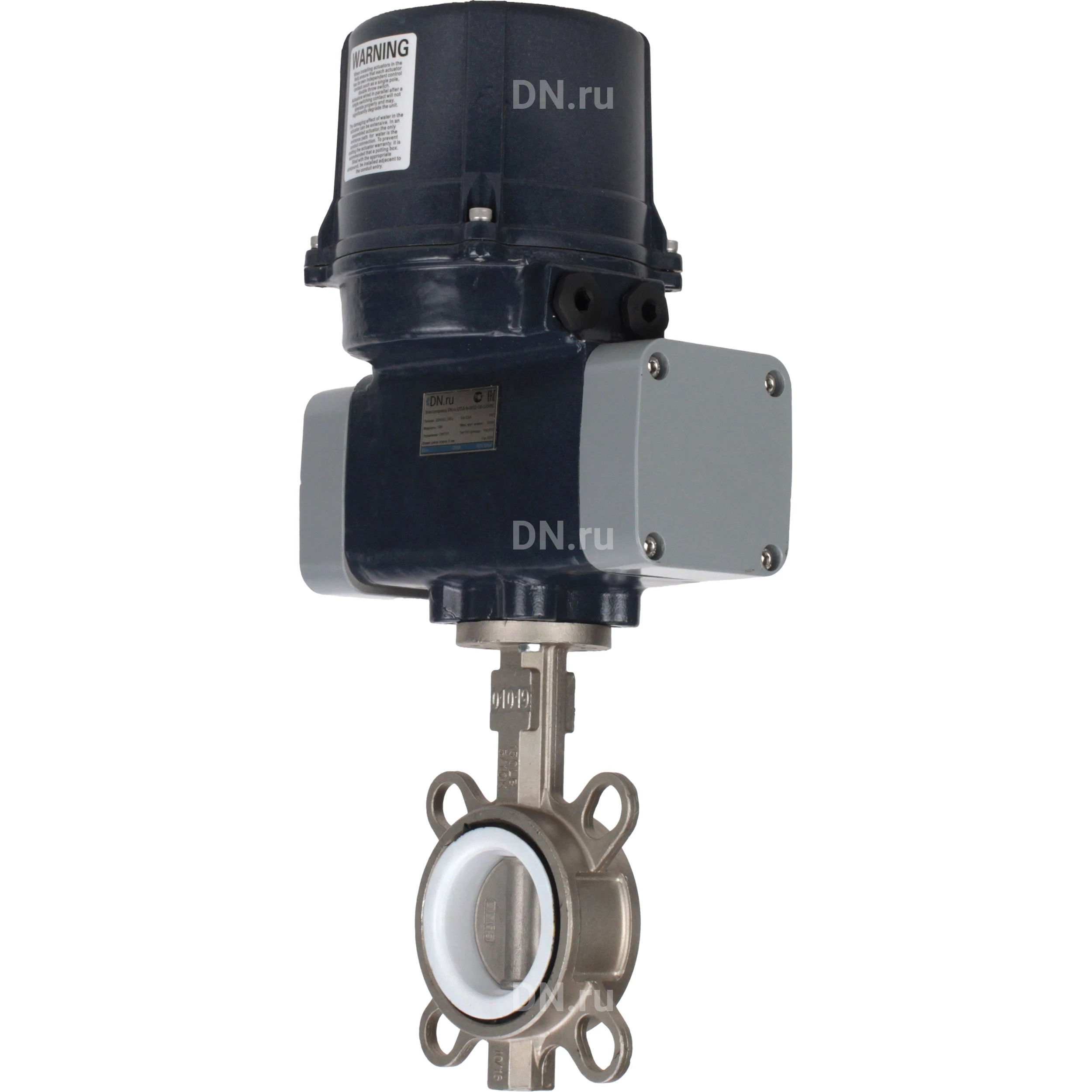 Изображение товара Затвор дисковый поворотный DN.ru WBV3131P-2W-Fb-H Ду125 Ру16 межфланцевый с электроприводом