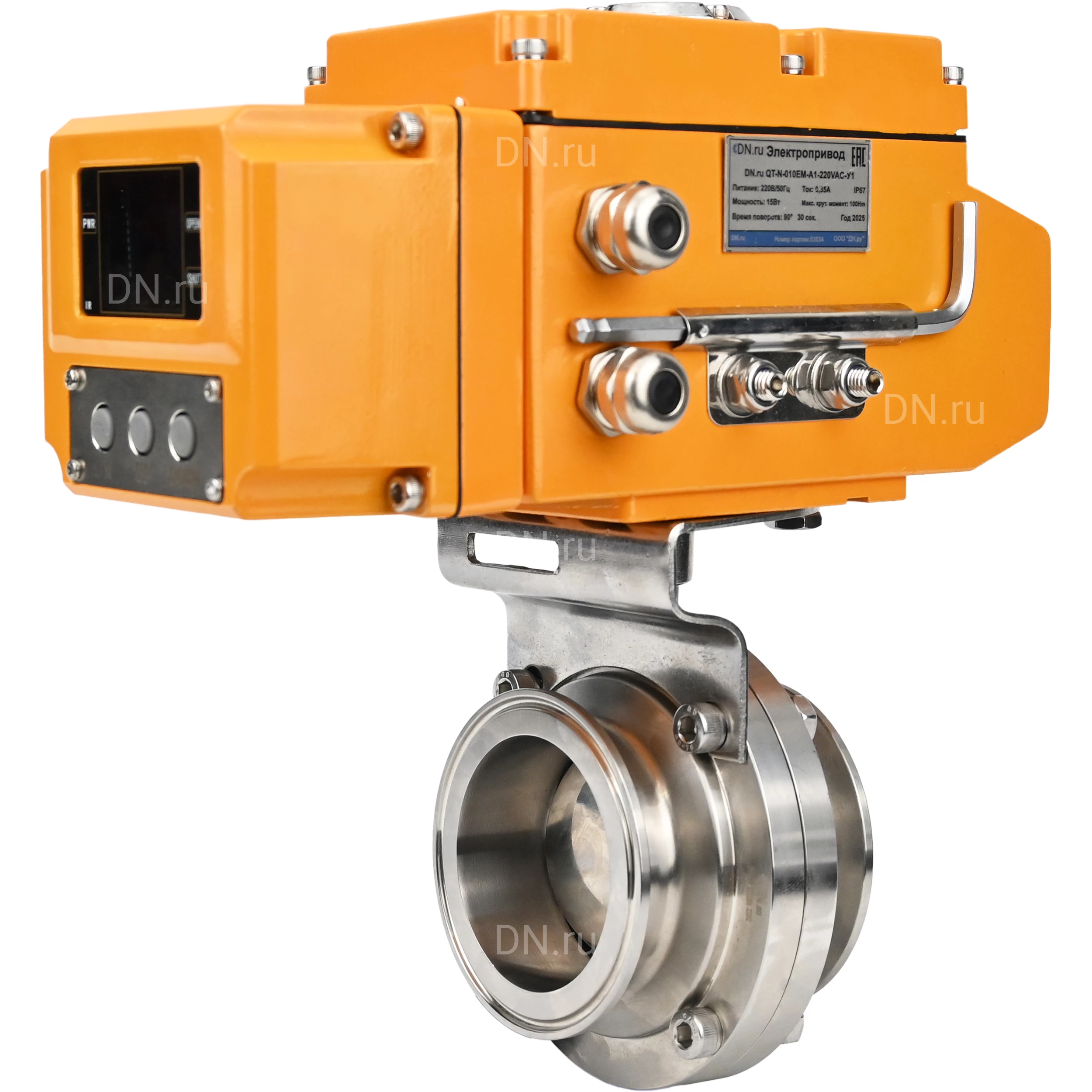 Изображение товара Затвор дисковый поворотный DN.ru WBV3131S-2W-T-H Ду40 Ру10 с электроприводом