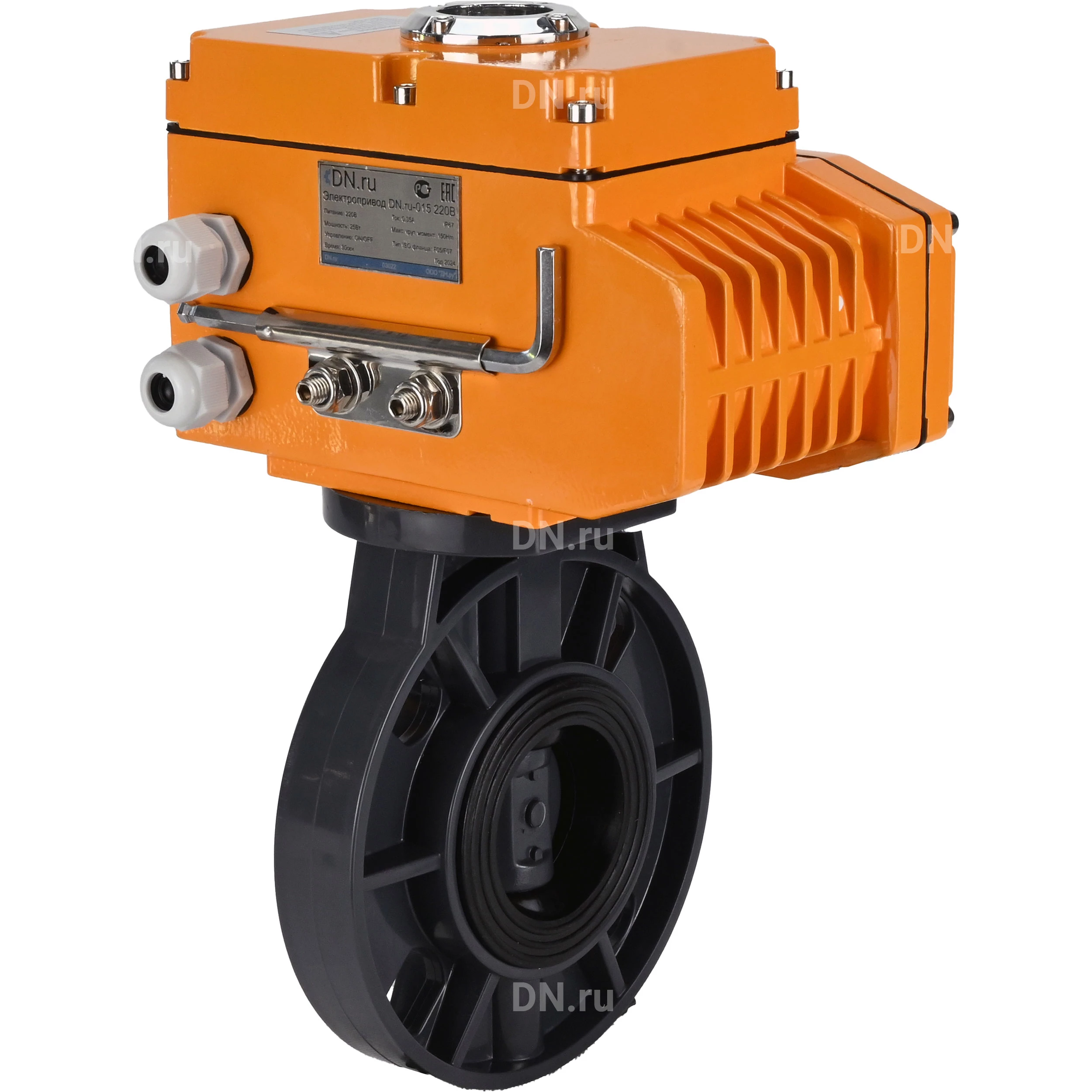 Изображение товара Затвор дисковый поворотный DN.ru WBV4242E-2W-Fb-ISO Дн50 Ру10 с электроприводом