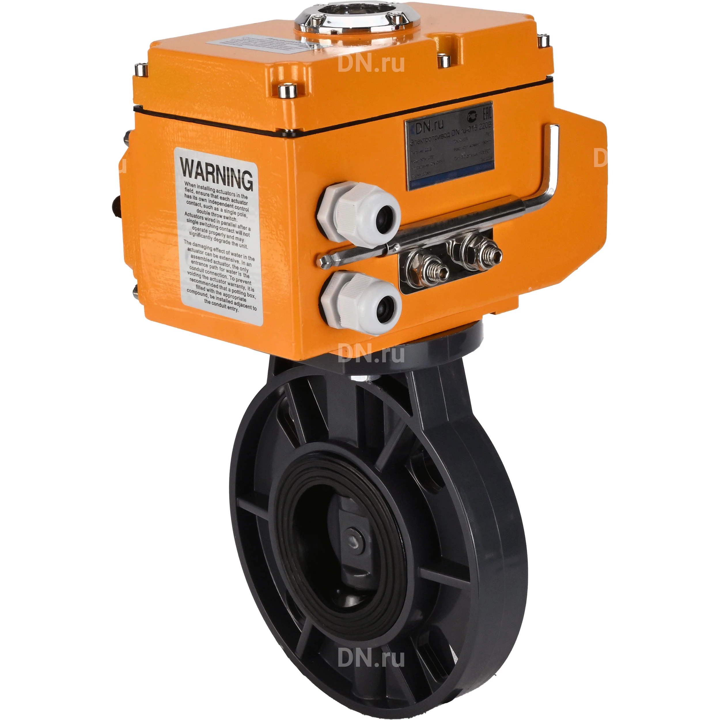 Изображение товара Затвор дисковый поворотный DN.ru WBV4242E-2W-Fb-ISO Дн65 Ру10 с электроприводом