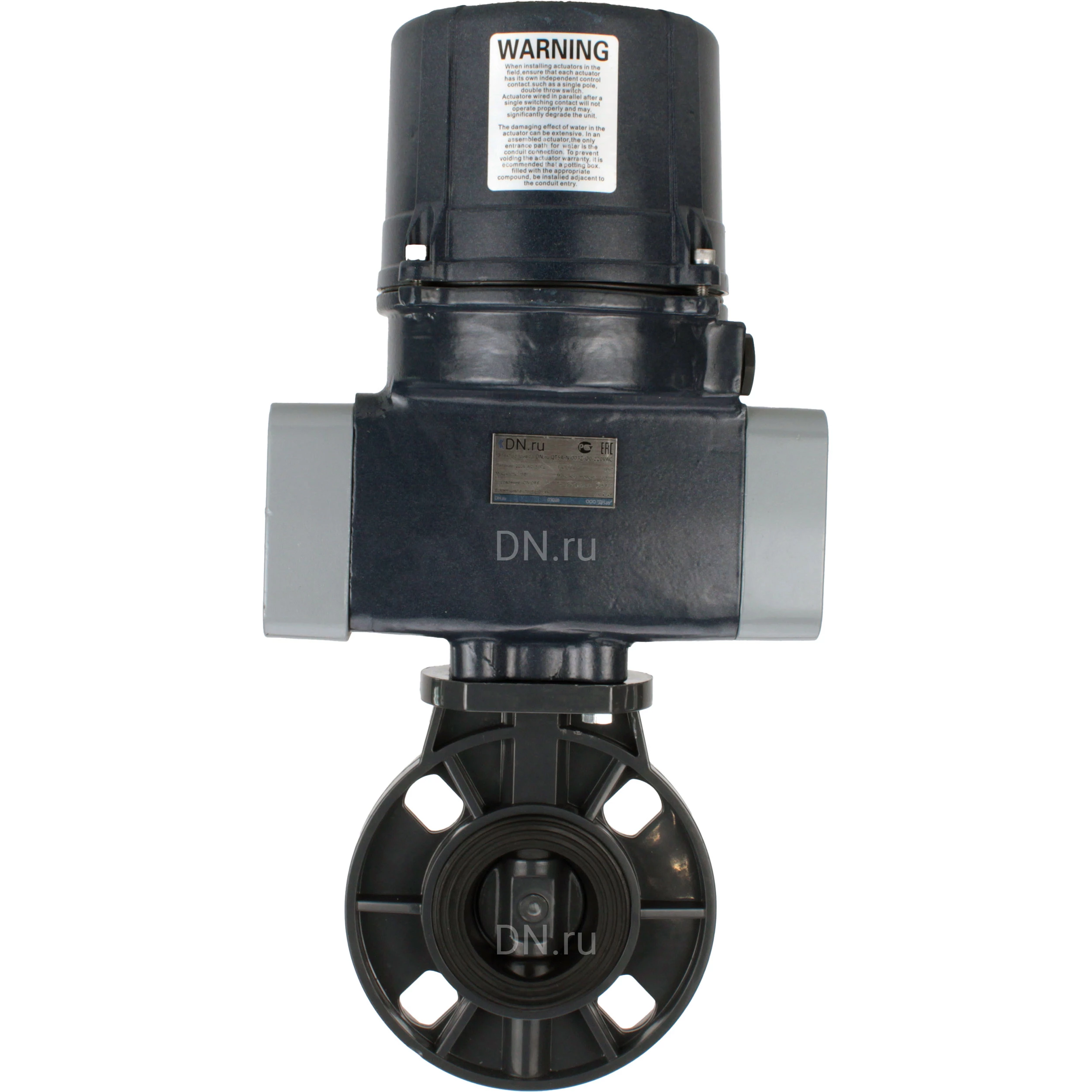 Изображение товара Затвор дисковый поворотный DN.ru WBV4242E-2W-Fb-ISO Дн65 Ру10 электропривод с пружинным возвратом
