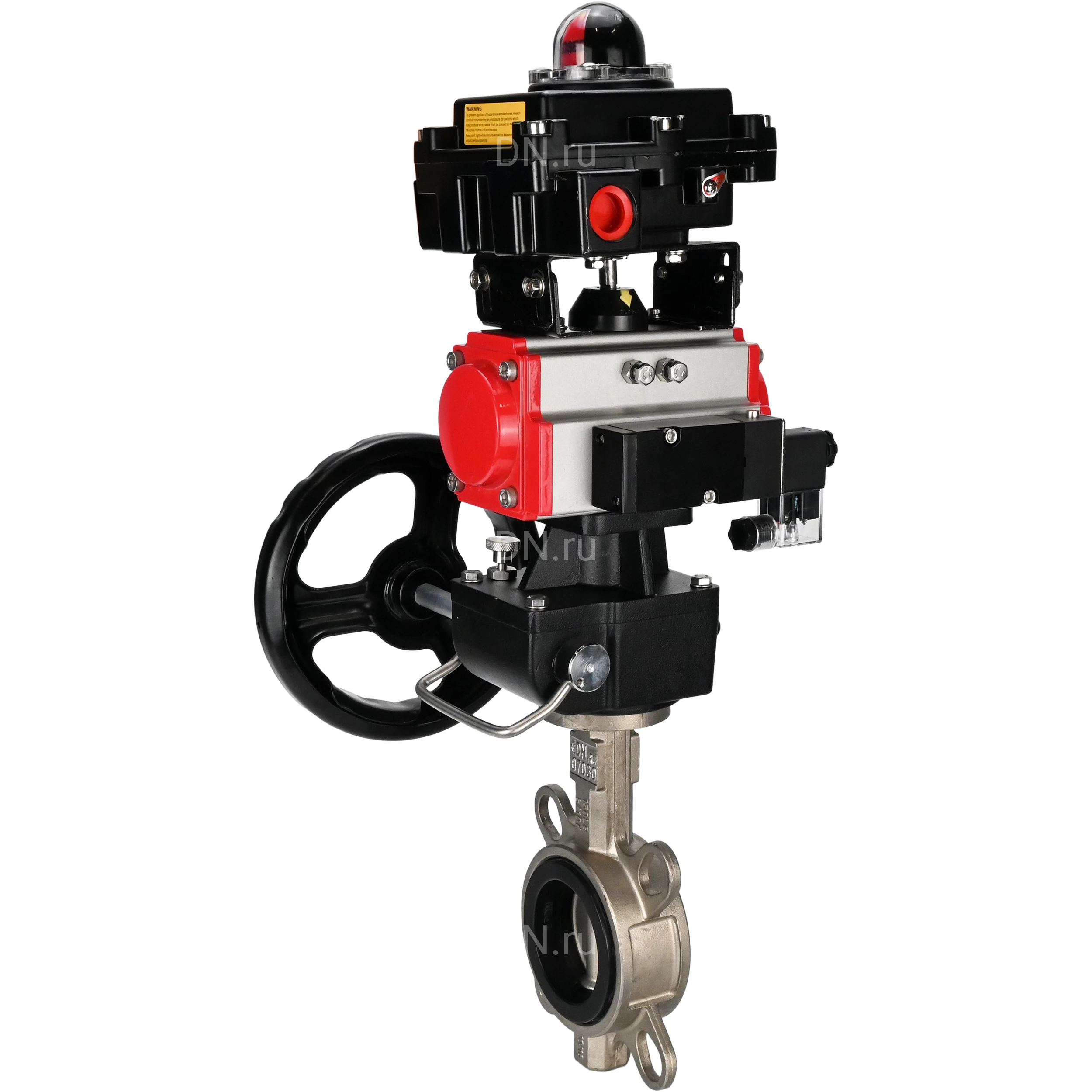 Изображение товара Затвор дисковый поворотный DN.ru WBV3232E-2W-Fb-H Ду40 Ру16 с пневмоприводом