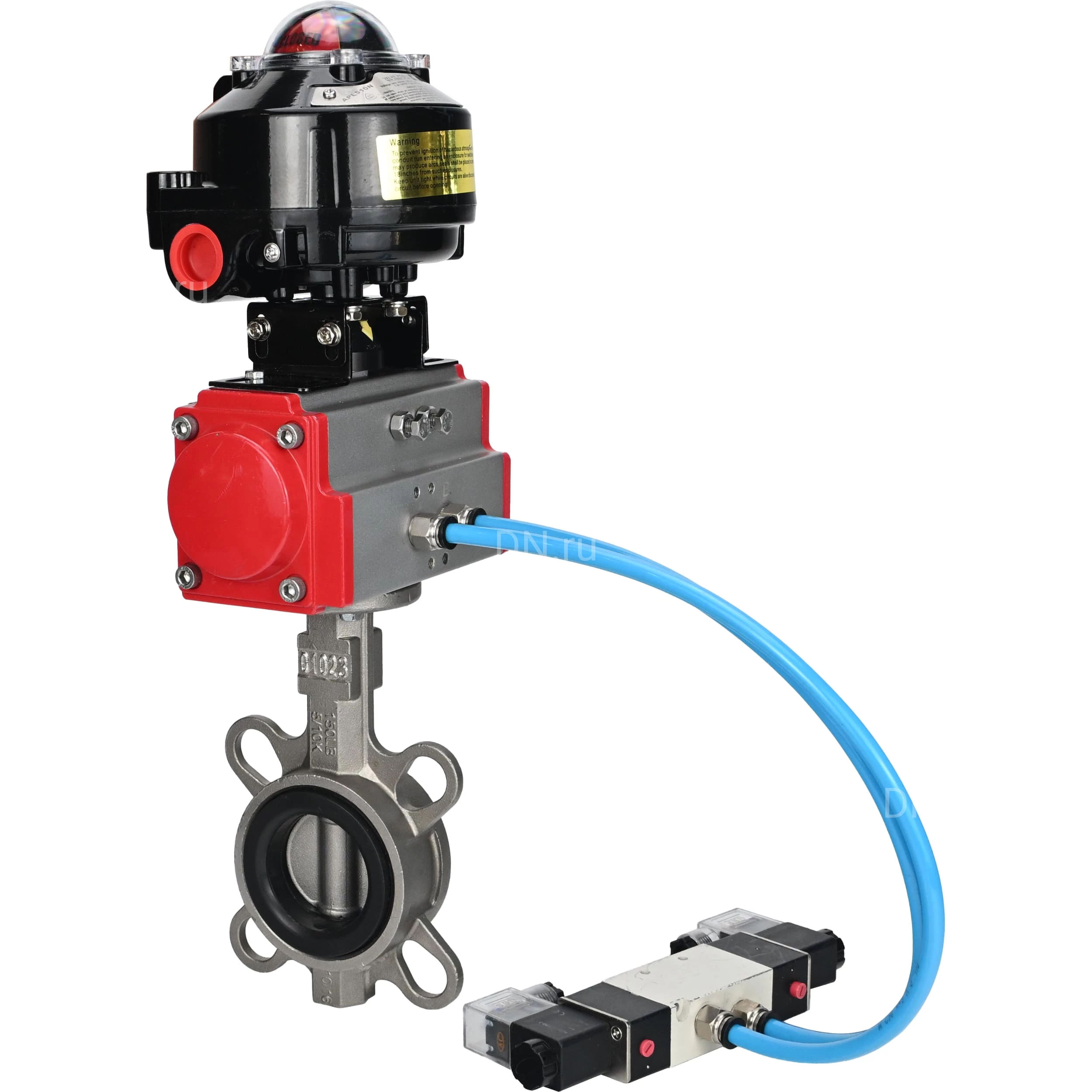 Изображение товара Затвор дисковый поворотный DN.ru WBV3232N-2W-Fb-H Ду65 Ру16 с пневмоприводом