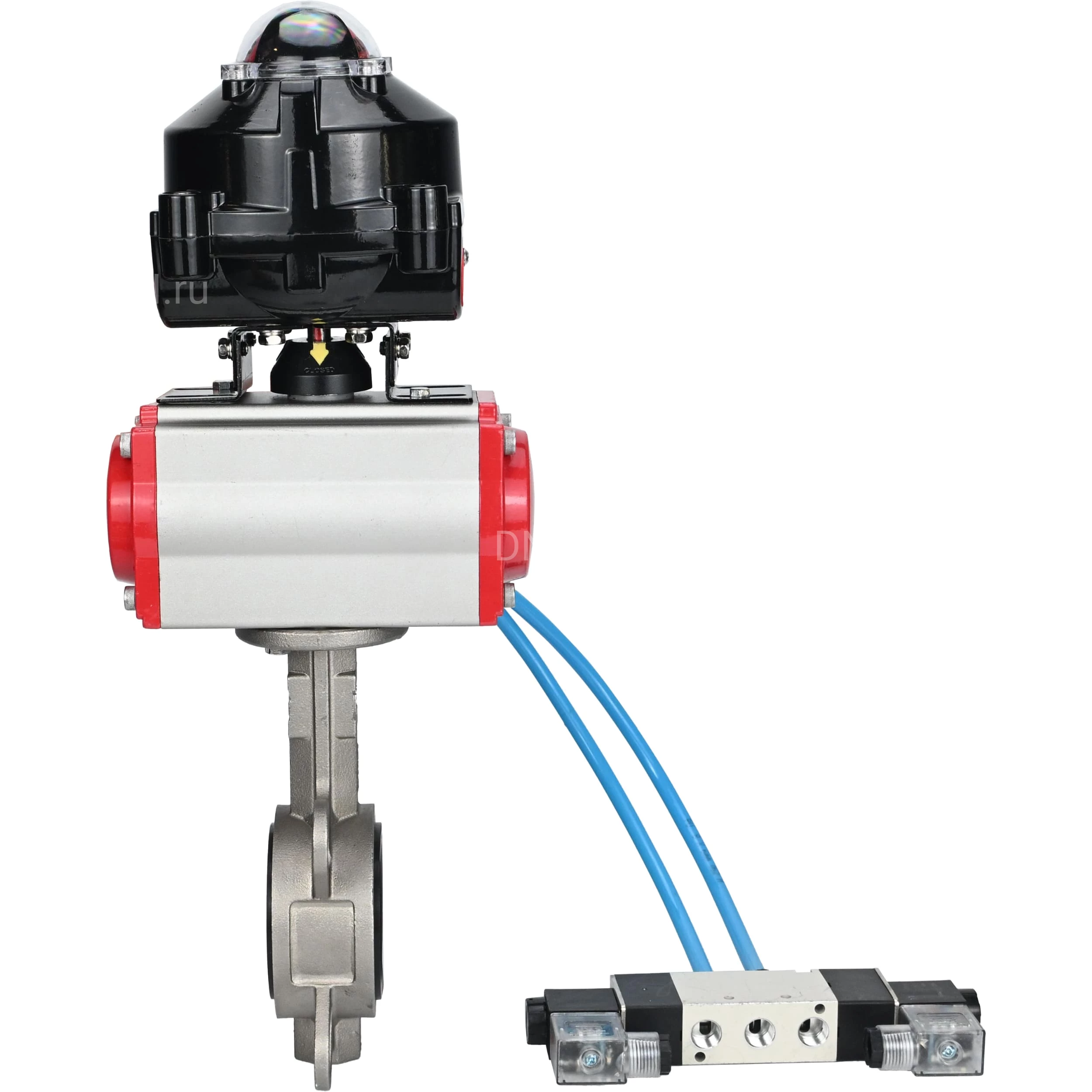 Изображение товара Затвор дисковый поворотный DN.ru WBV3232V-2W-Fb-H Ду50 Ру16 нержавеющая сталь