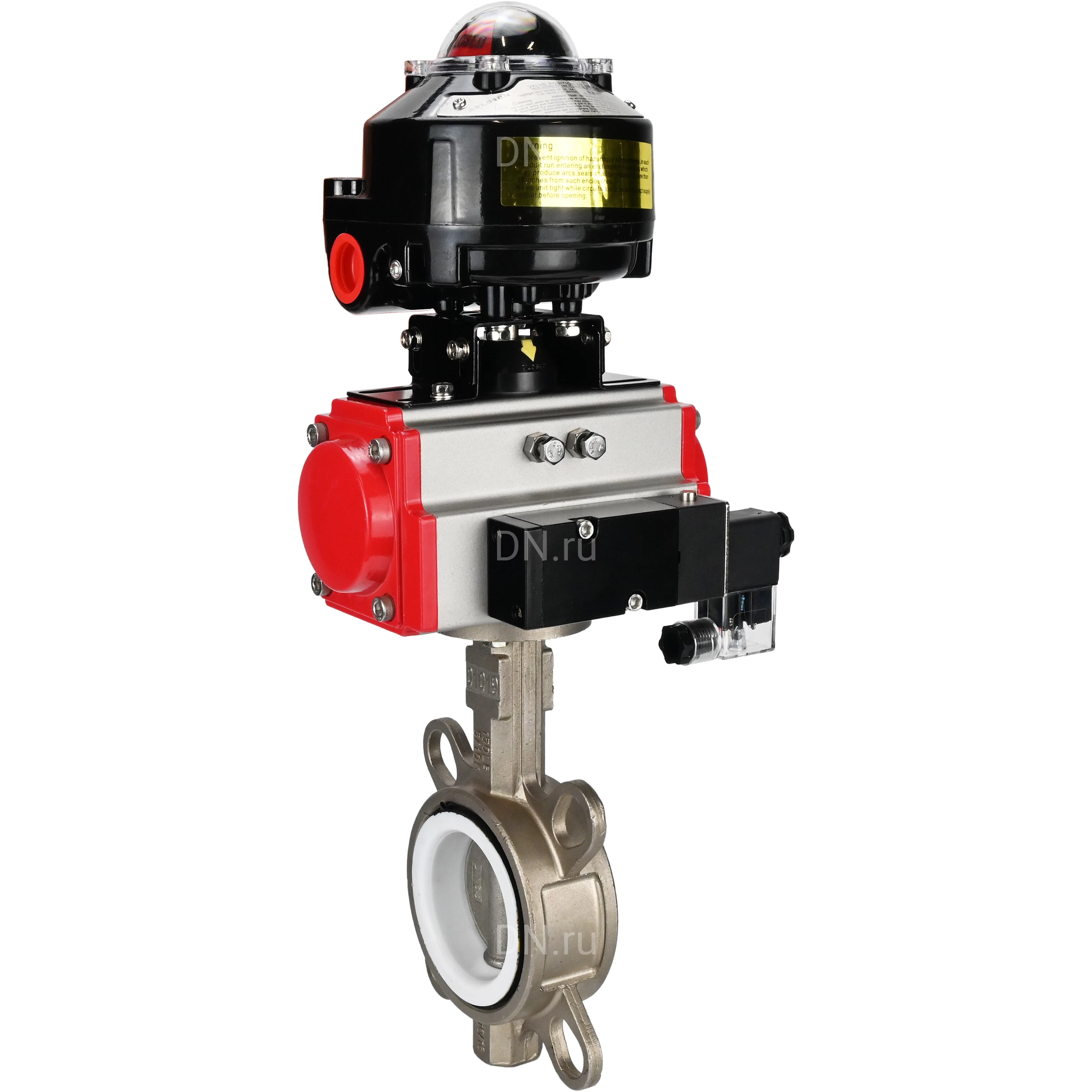 Изображение товара Затвор дисковый поворотный DN.ru WBV3232P-2W-Fb-H Ду125 Ру16 нержавеющая сталь