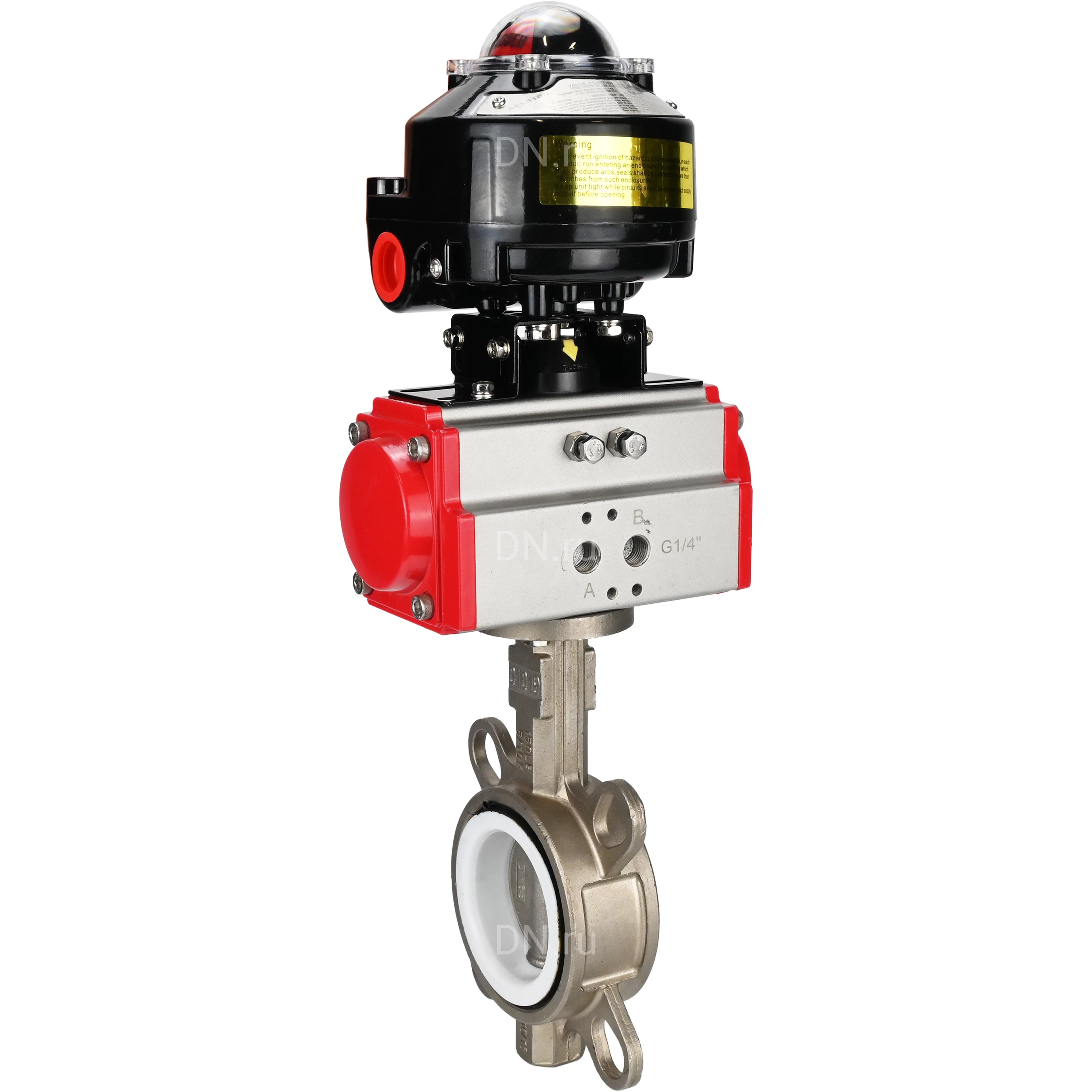 Изображение товара Затвор дисковый поворотный DN.ru WBV3232P-2W-Fb-H Ду250 Ру16 с пневмоприводом