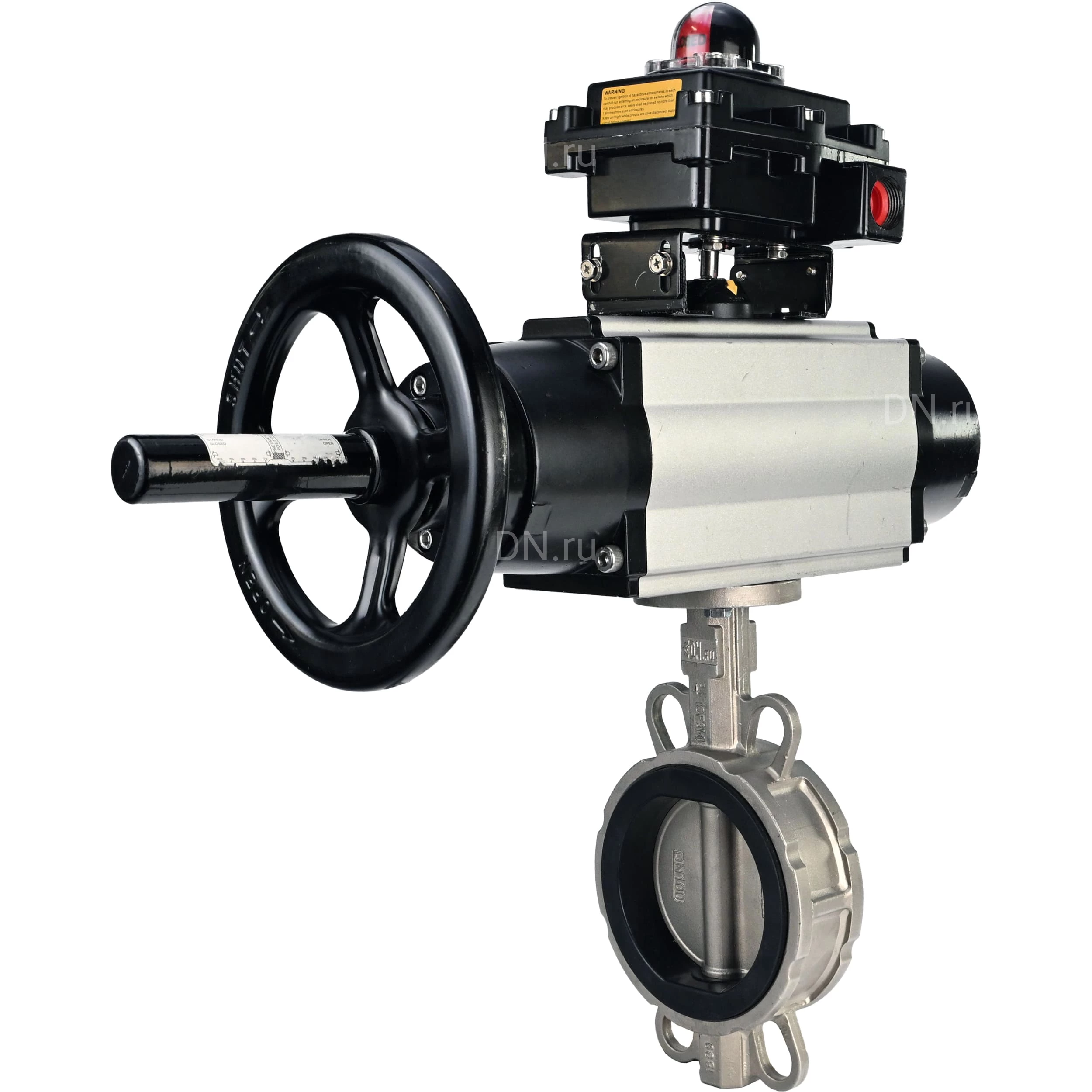 Изображение товара Затвор дисковый поворотный DN.ru WBV3232V-2W-Fb-H Ду150 Ру16 нержавеющая сталь 316L