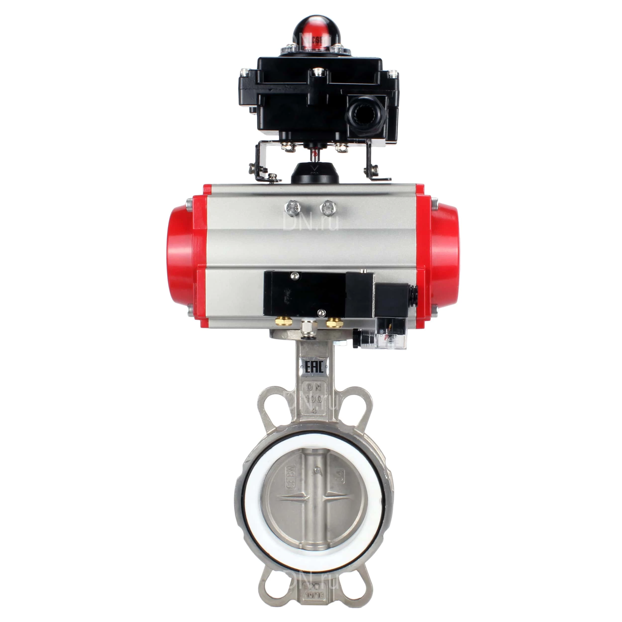 Изображение товара Затвор дисковый поворотный DN.ru WBV3232P-2W-Fb-H Ду200 Ру16 с пневмоприводом