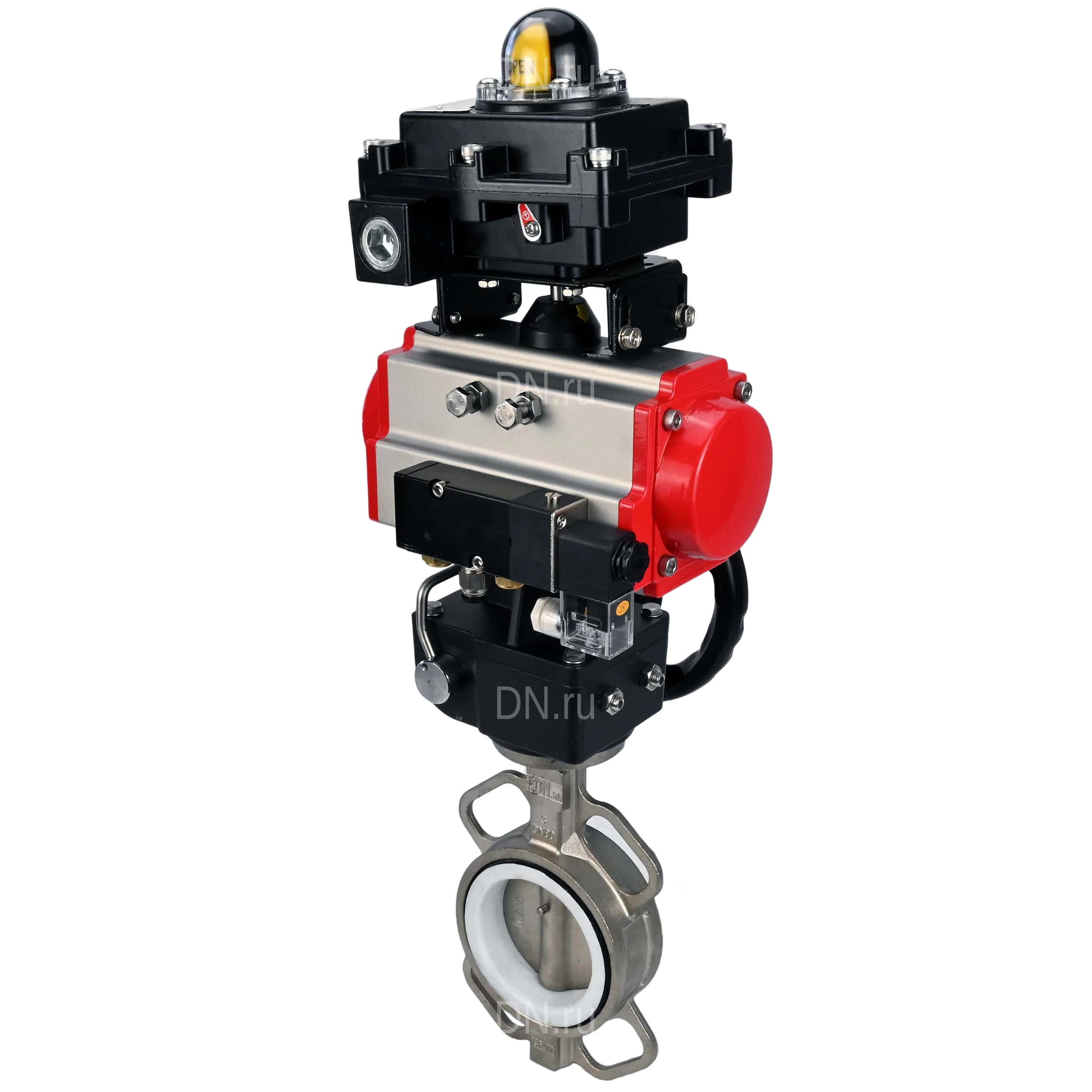 Изображение товара Затвор дисковый поворотный DN.ru WBV3232P-2W-Fb-H Ду65 Ру16 с пневмоприводом
