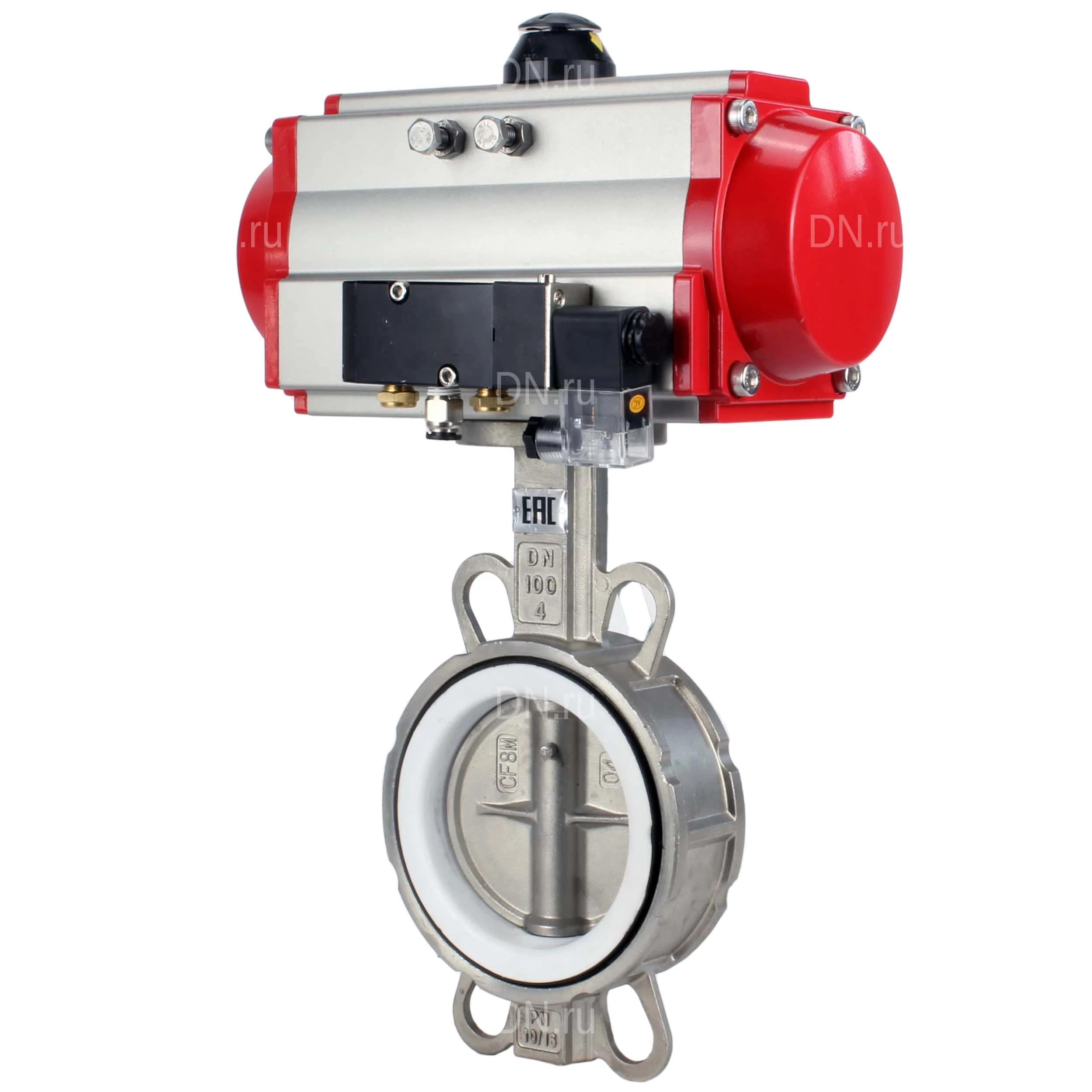 Изображение товара Затвор дисковый поворотный DN.ru WBV3232P-2W-Fb-H Ду125 Ру16 нержавеющая сталь
