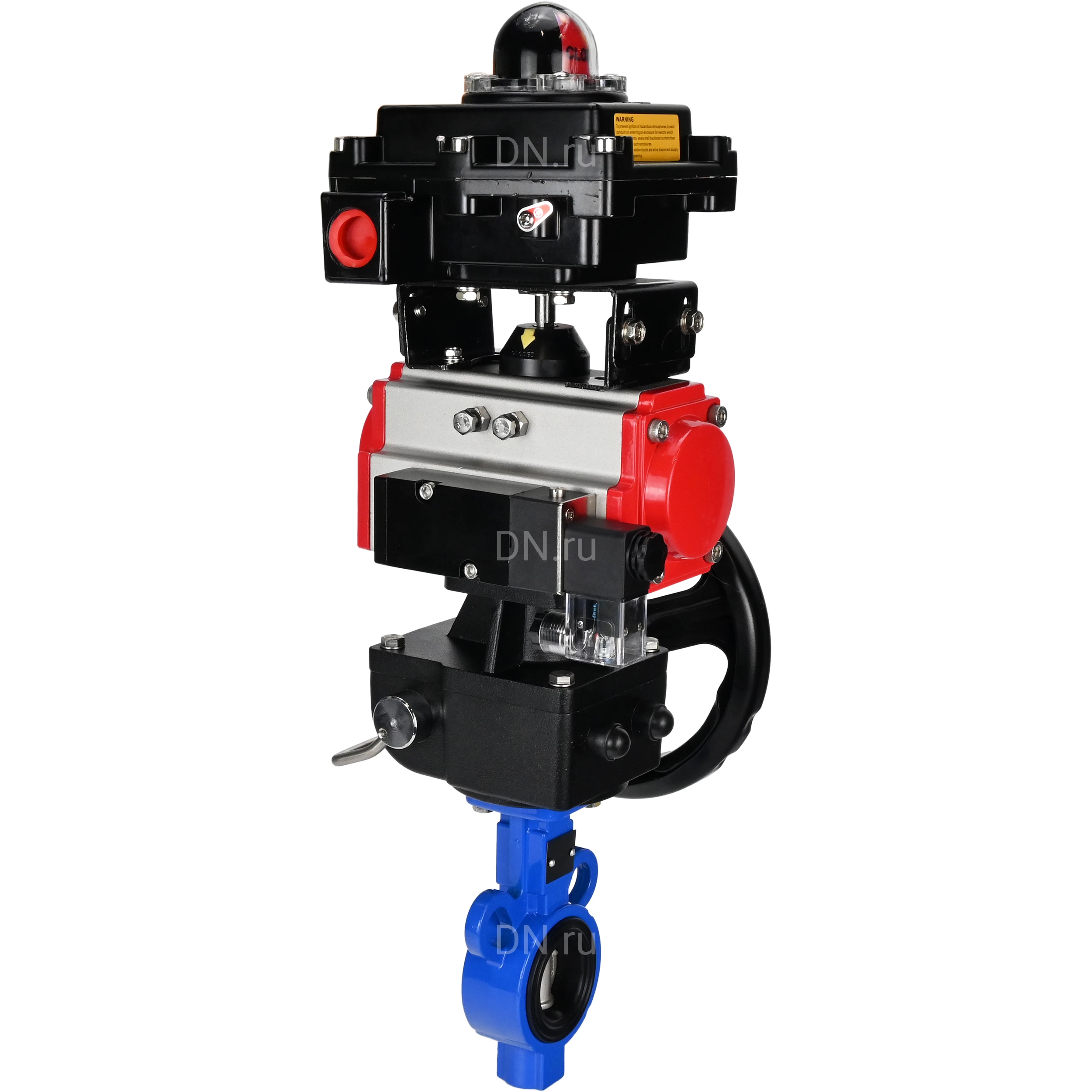 Изображение товара Затвор дисковый поворотный DN.ru WBV0232E-2W-Fb-H Ду25 Ру16 с пневмоприводом