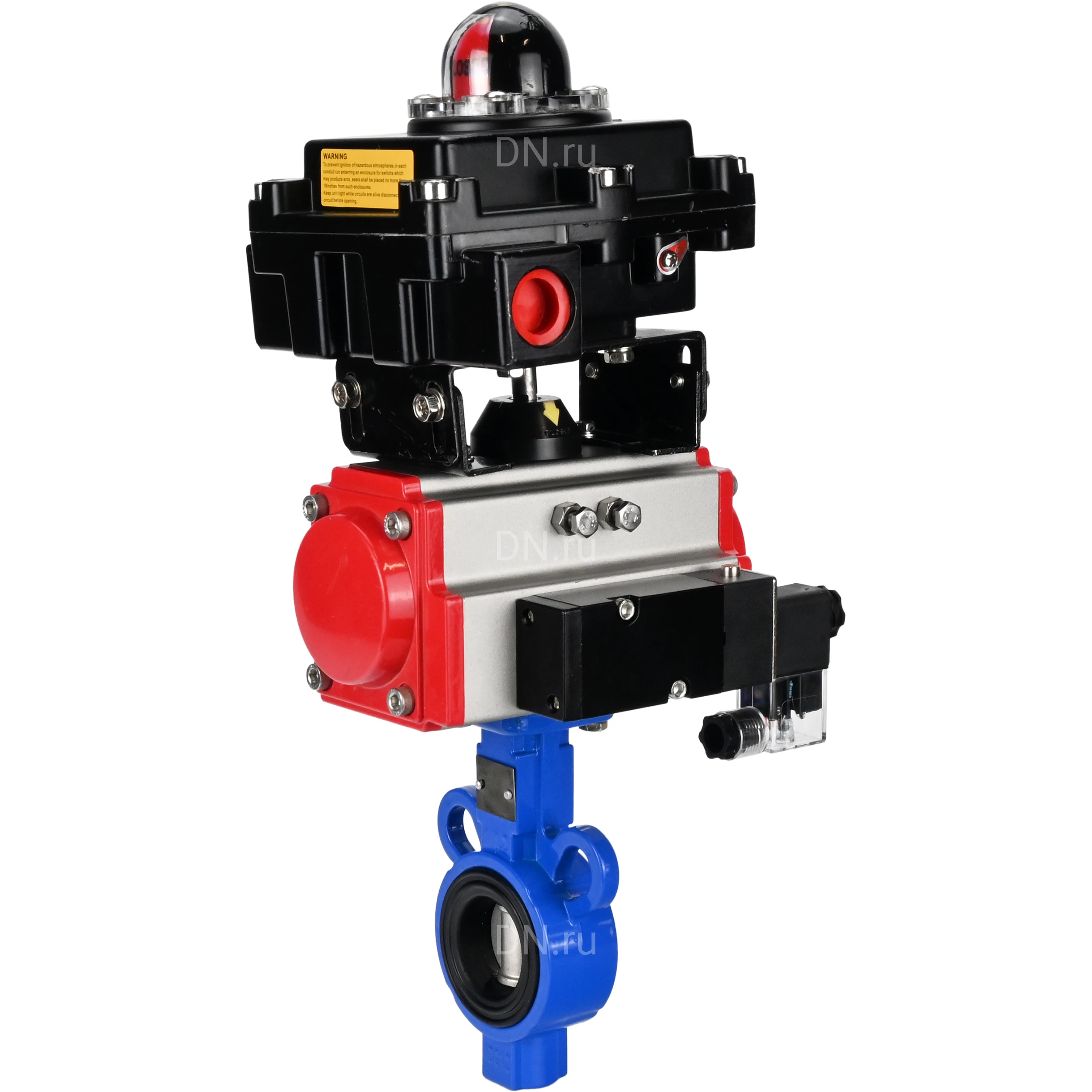 Изображение товара Затвор дисковый поворотный DN.ru WBV0232E-2W-Fb-H Ду32 Ру16 с пневмоприводом