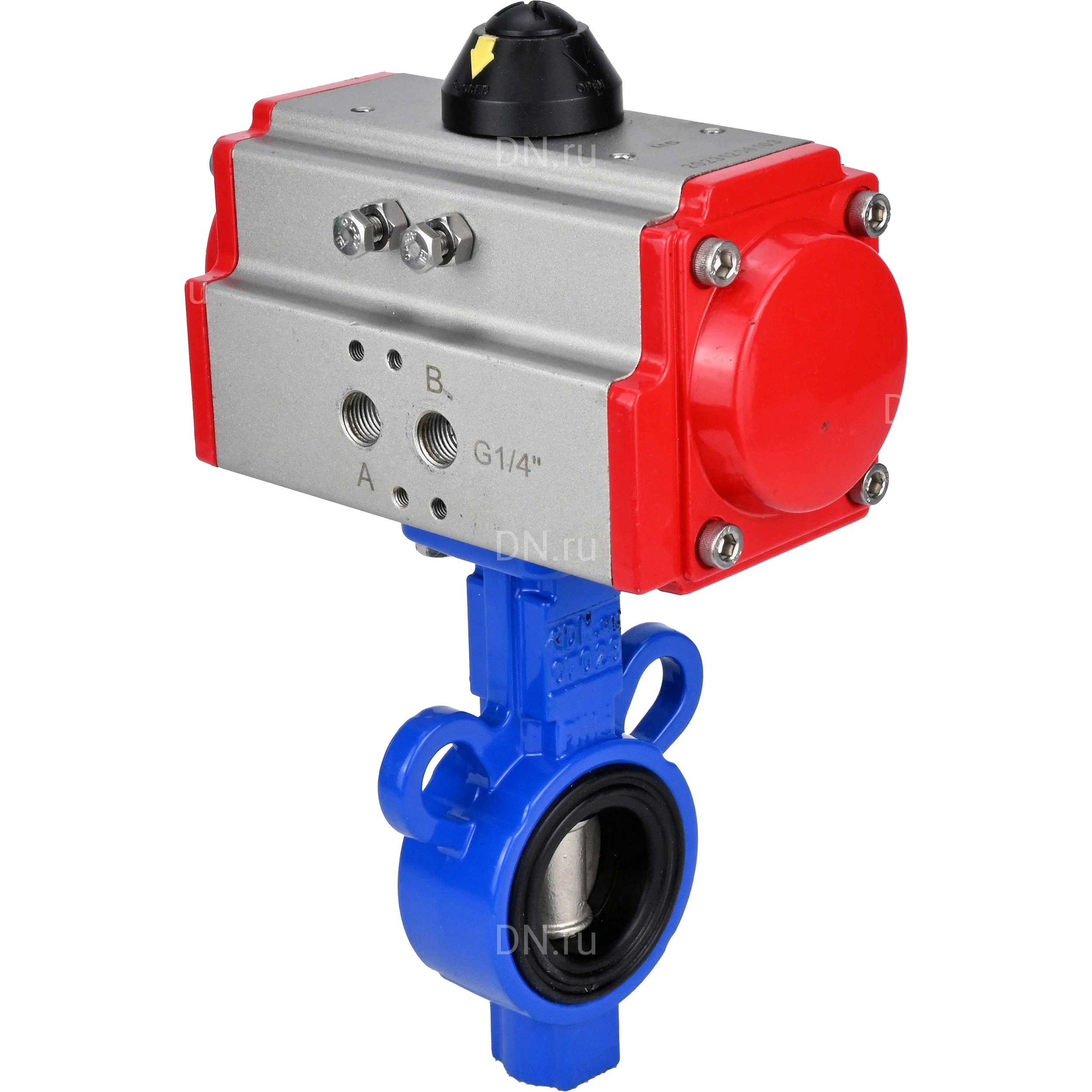 Изображение товара Дисковый поворотный затвор DN.ru WBV0232E-2W-Fb-H Ду25 с пневмоприводом