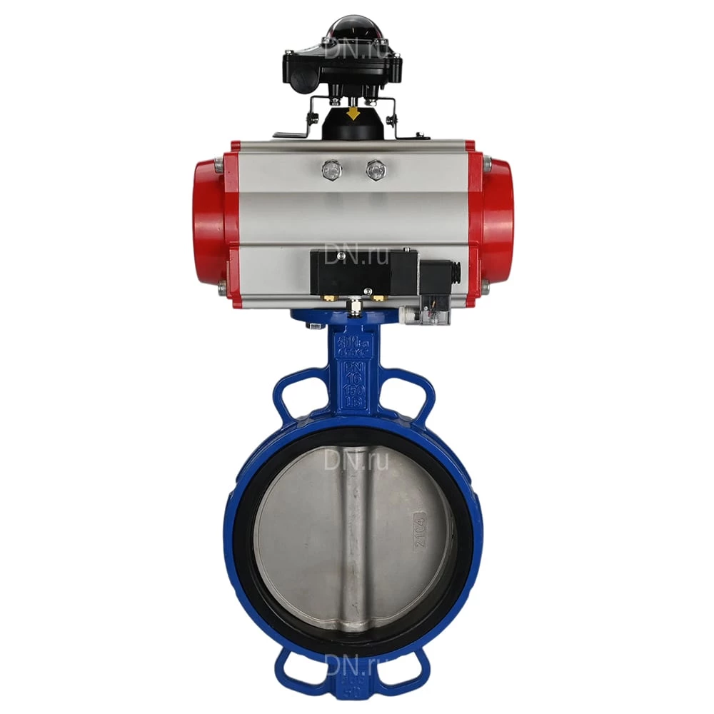 Изображение товара Затвор дисковый поворотный DN.ru WBV1413E-2W-Fb-H Ду250 с пневмоприводом