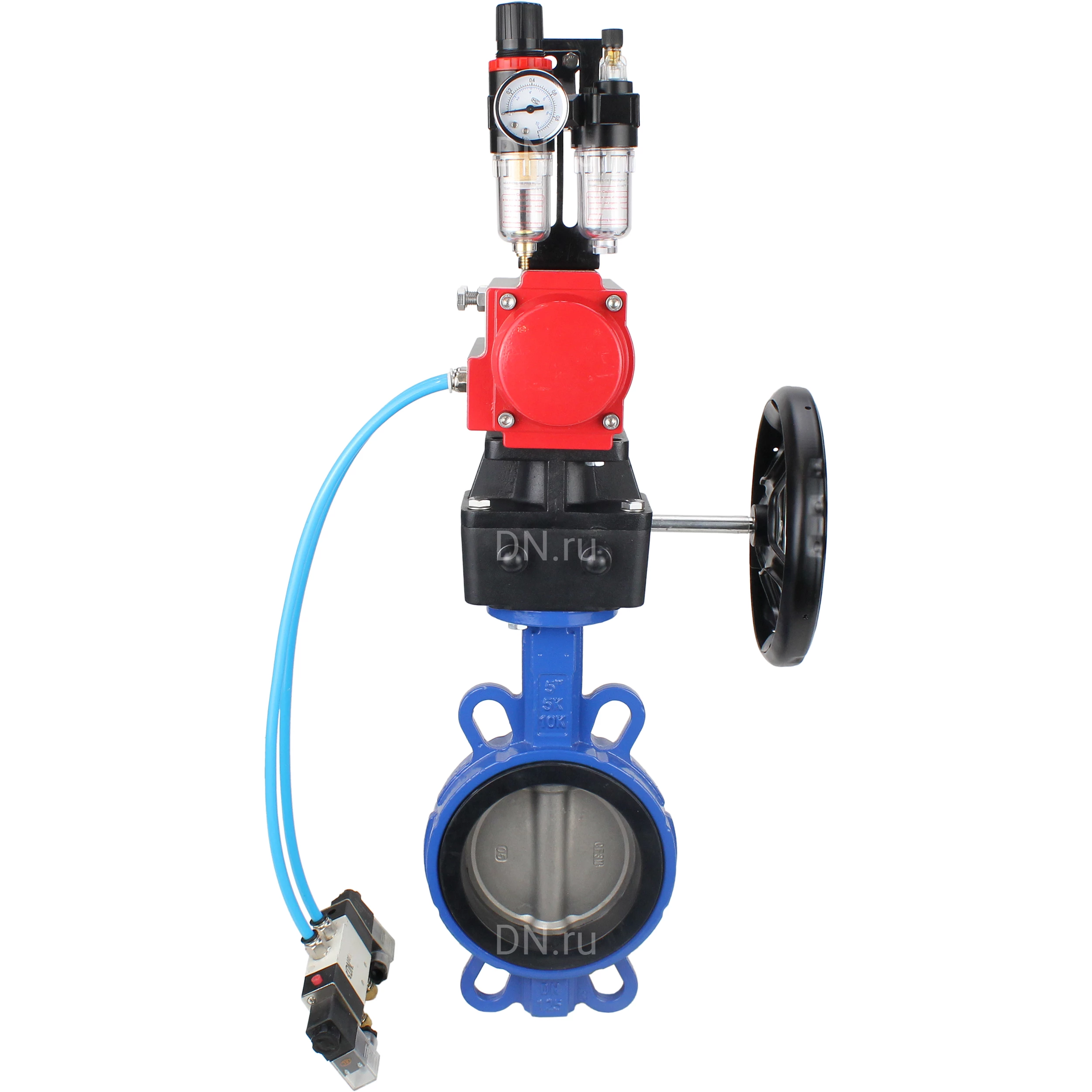 Изображение товара Затвор дисковый поворотный DN.ru WBV1413E-2W-Fb-H Ду200 с пневмоприводом