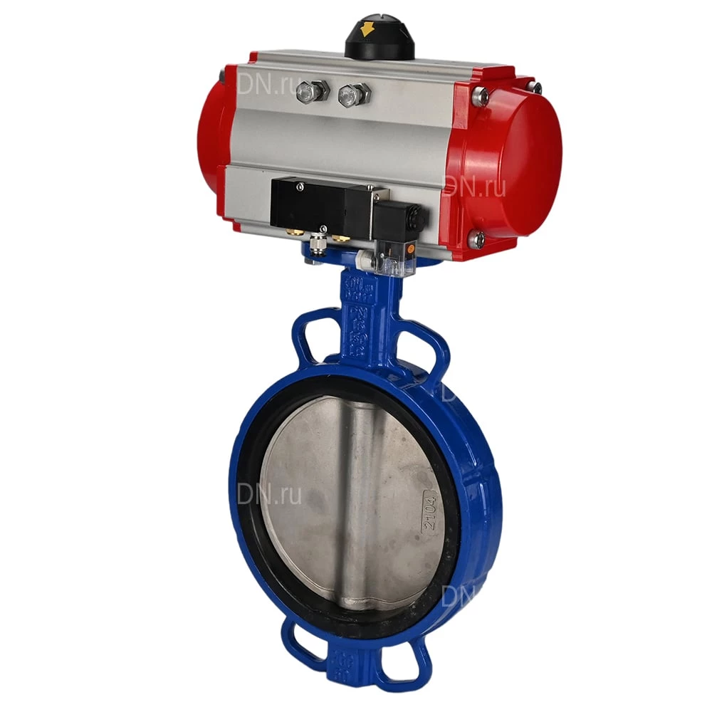 Изображение товара Затвор дисковый поворотный DN.ru WBV1413E-2W-Fb-H Ду250 Ру16 с пневмоприводом