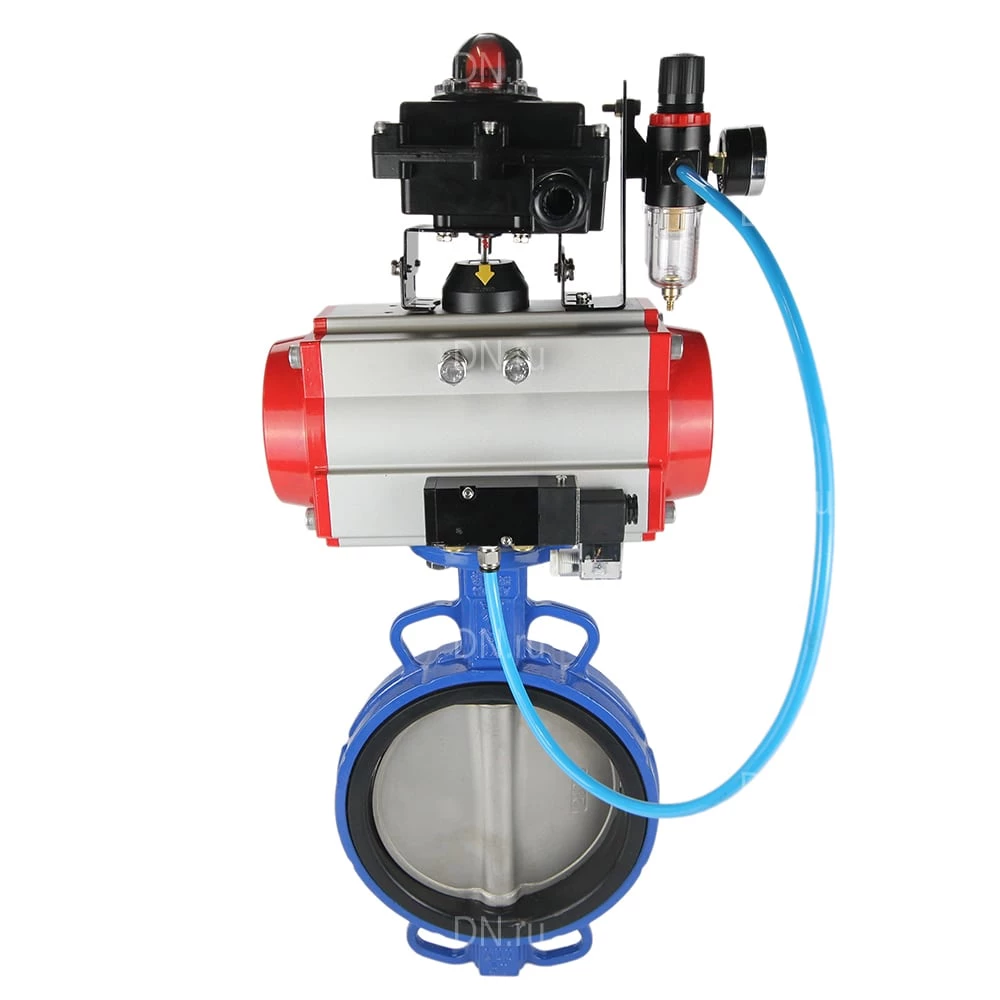 Изображение товара Затвор дисковый поворотный DN.ru WBV1413E-2W-Fb-H Ду300 с пневмоприводом