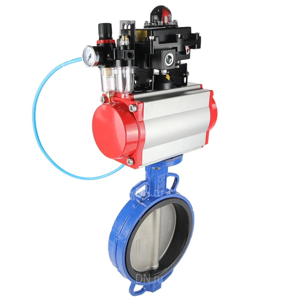 Изображение товара Затвор дисковый поворотный DN.ru WBV1413E-2W-Fb-H Ду200 Ру16 с пневмоприводом