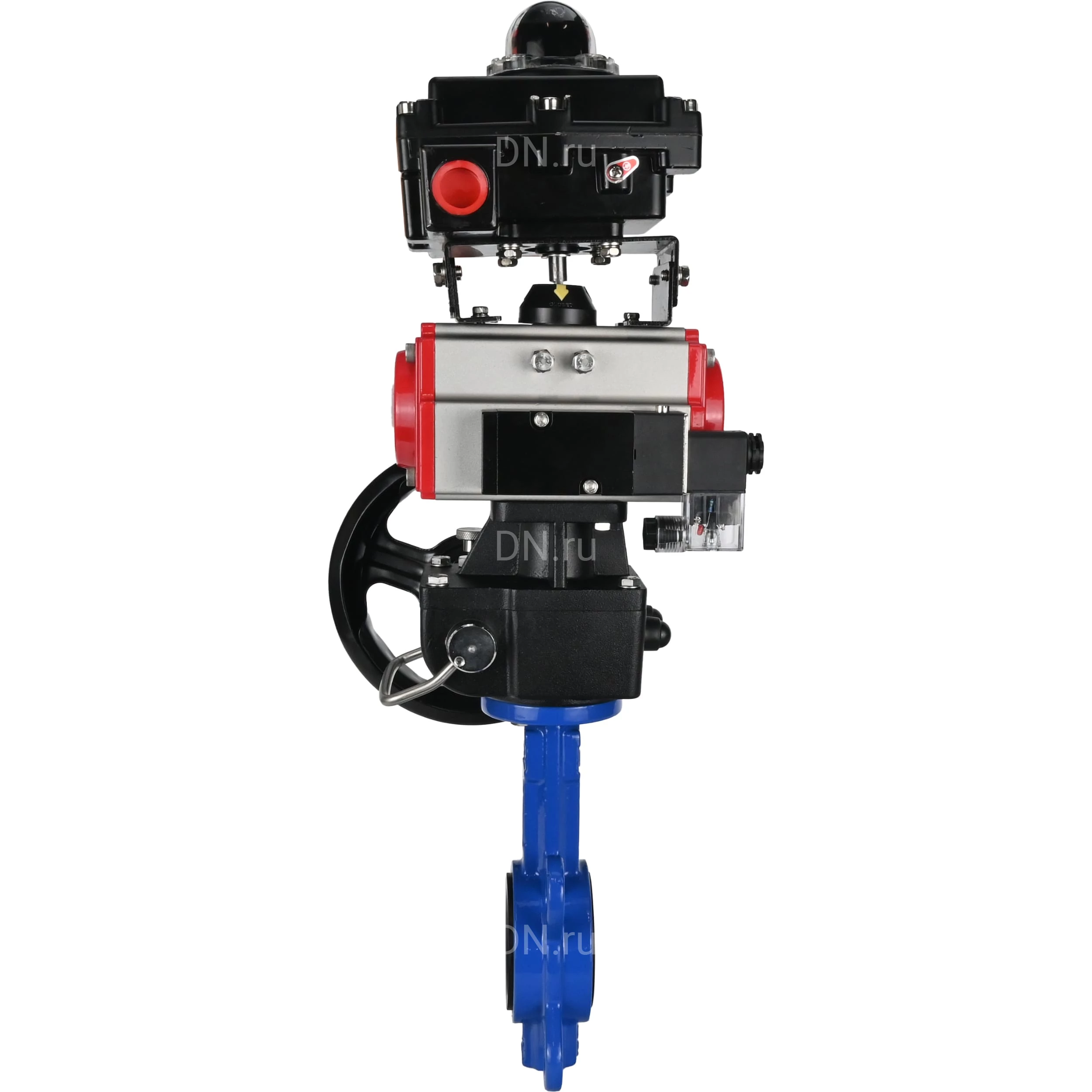 Изображение товара Затвор дисковый поворотный DN.ru WBV1132N-2W-Fb-H Ду100 с пневмоприводом