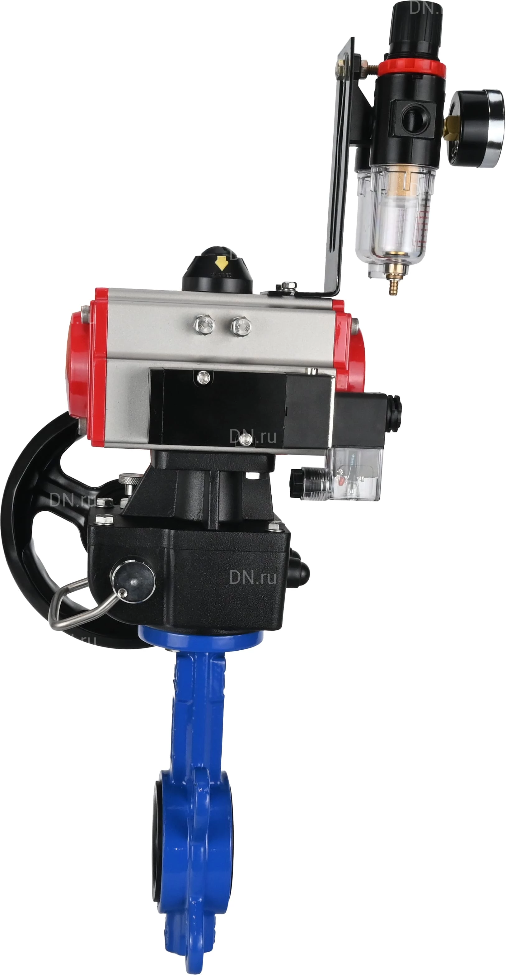 Изображение товара Затвор дисковый поворотный DN.ru WBV1132N-2W-Fb-H Ду300 Ру16 с пневмоприводом