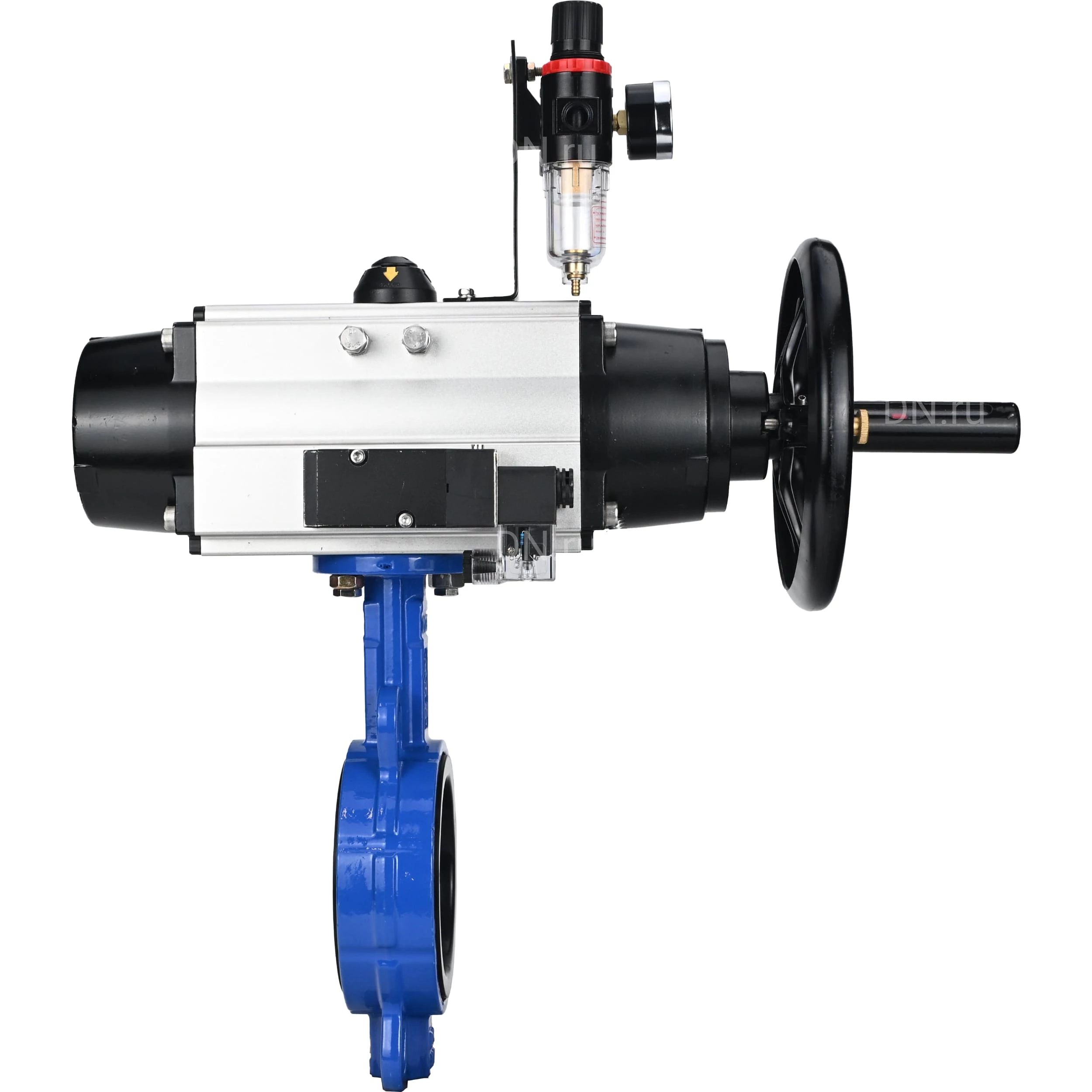 Изображение товара Затвор дисковый поворотный DN.ru WBV1132N-2W-Fb-H Ду125 Ру16 с пневмоприводом