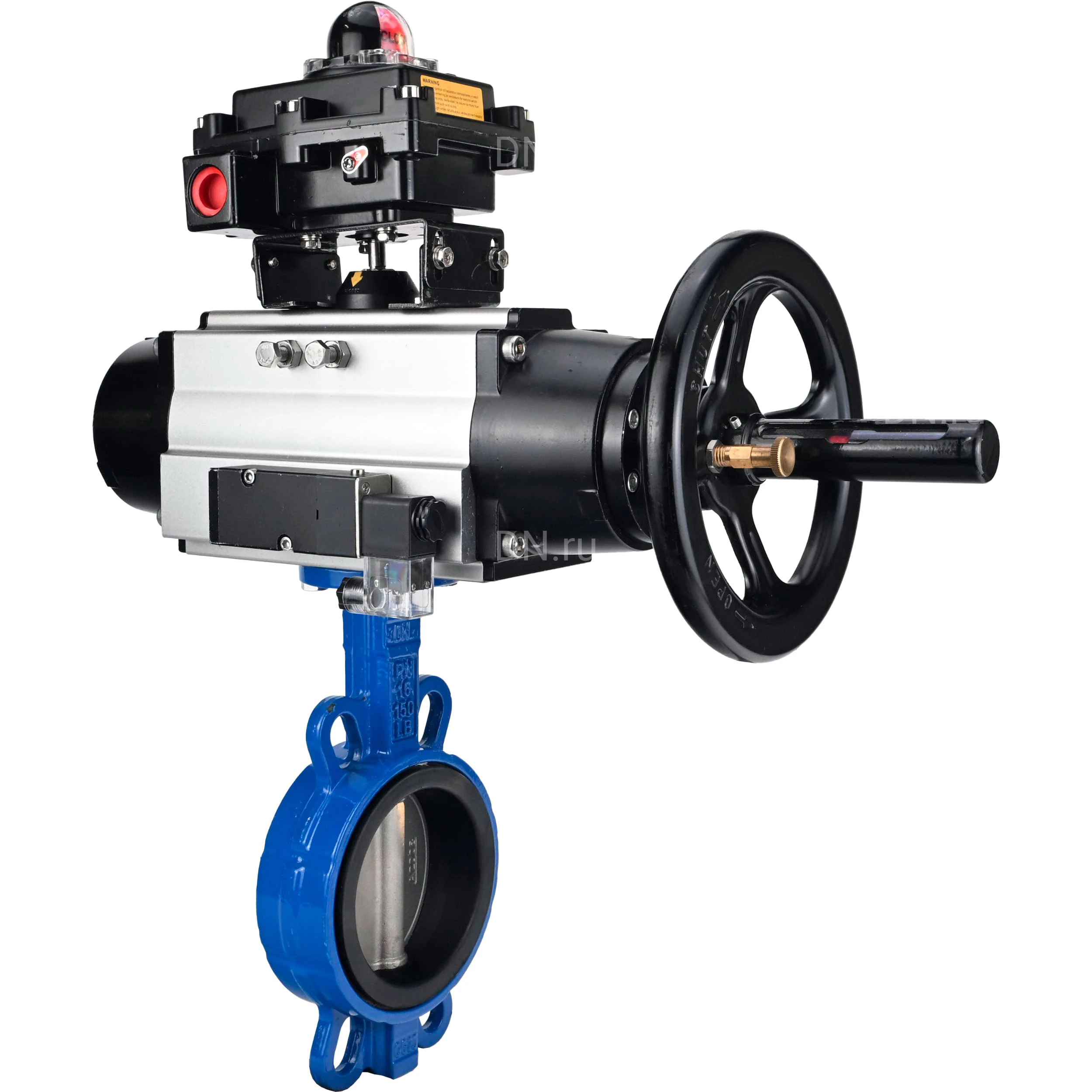 Изображение товара Затвор дисковый поворотный DN.ru WBV1132N-2W-Fb-H Ду125 Ру16 с пневмоприводом