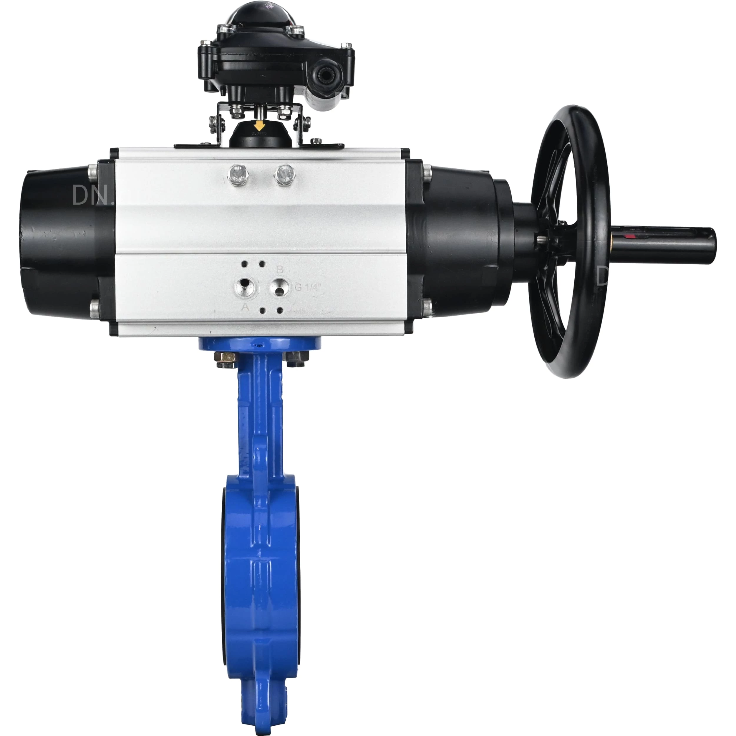 Изображение товара Затвор дисковый поворотный DN.ru WBV1132N-2W-Fb-H Ду150 с пневмоприводом