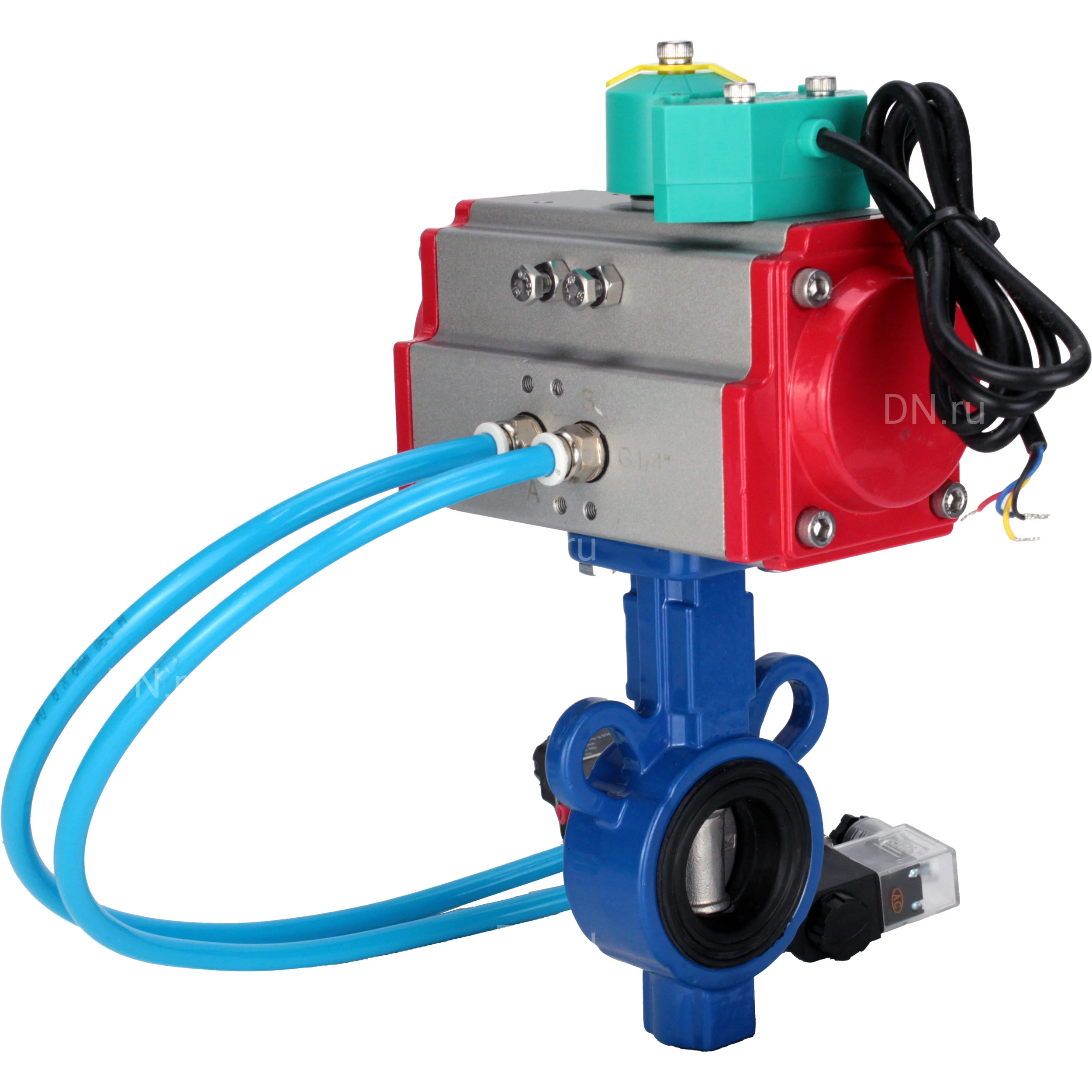 Изображение товара Затвор дисковый поворотный DN.ru WBV0232E-2W-Fb-H Ду32 Ру16 с пневмоприводом