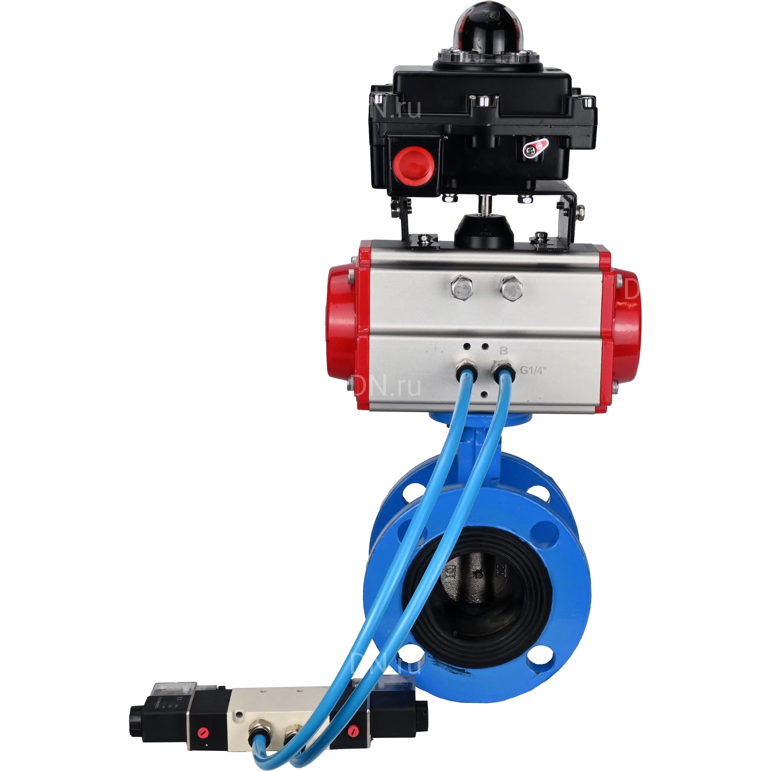 Изображение товара Затвор дисковый поворотный DN.ru WBV1313E-2W-F Ду50 Ру16 с пневмоприводом