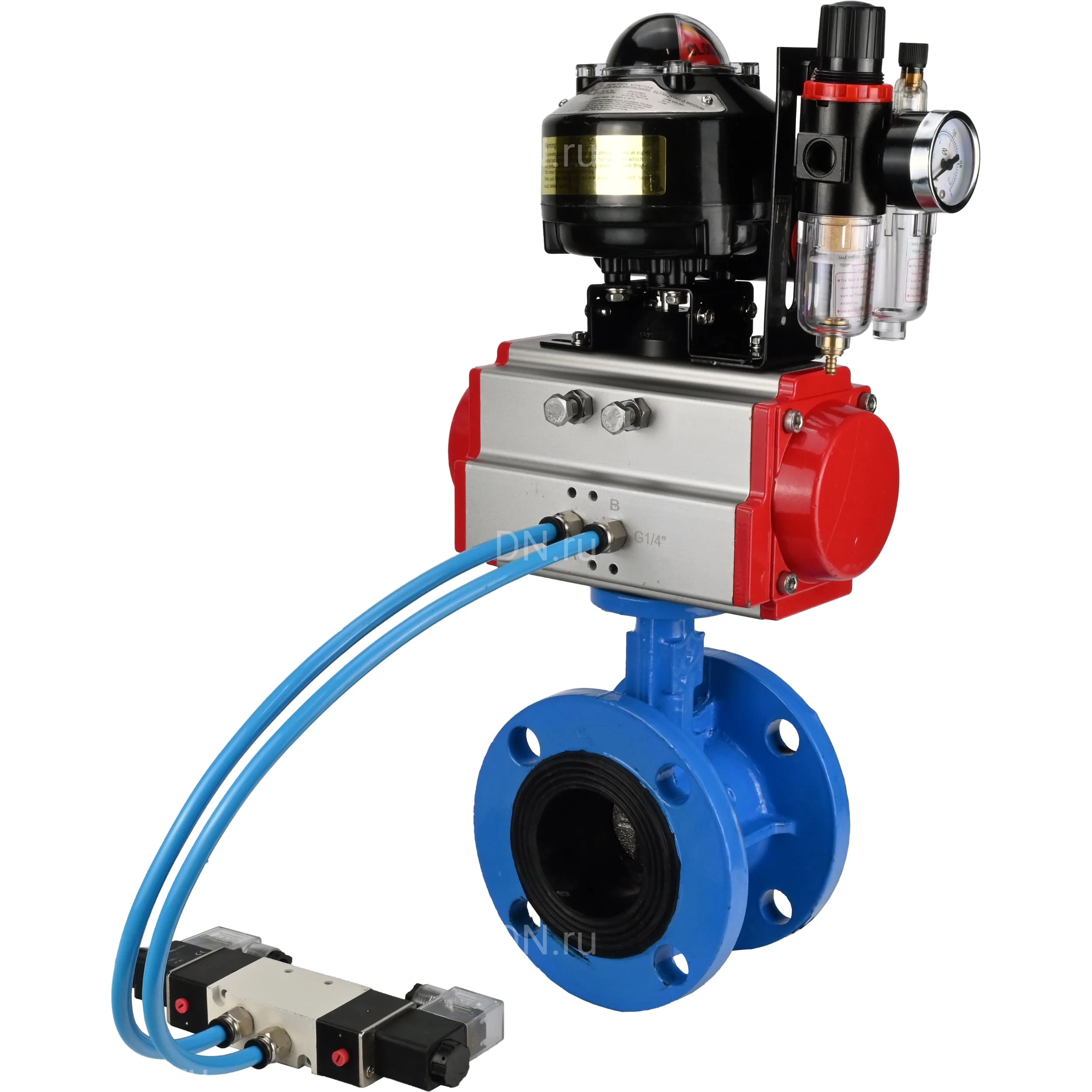 Изображение товара Затвор дисковый поворотный DN.ru WBV1313E-2W-F-H Ду50 Ру16 с пневмоприводом