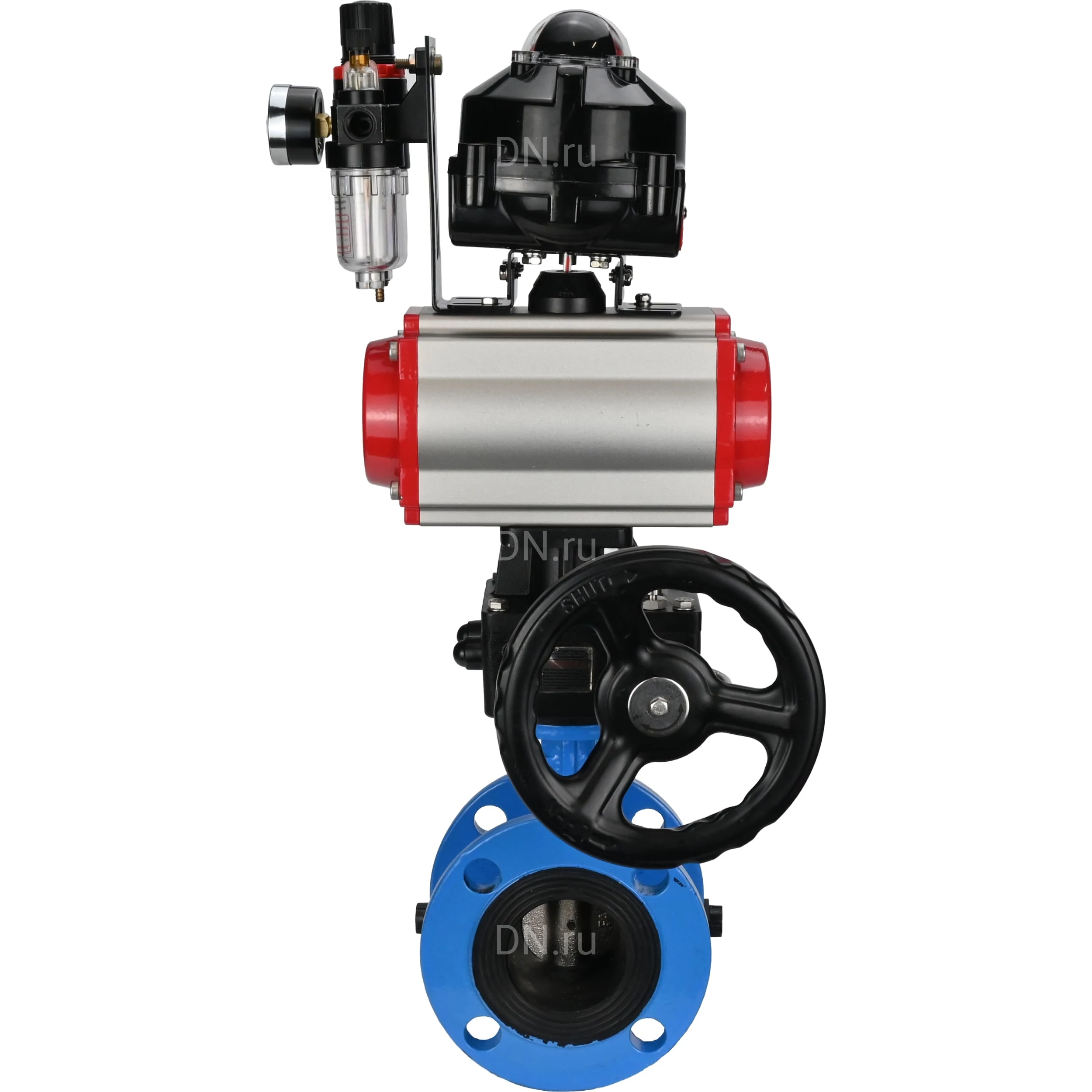 Изображение товара Затвор дисковый поворотный DN.ru WBV1313E-2W-F-H Ду200 Ру16 фланцевый