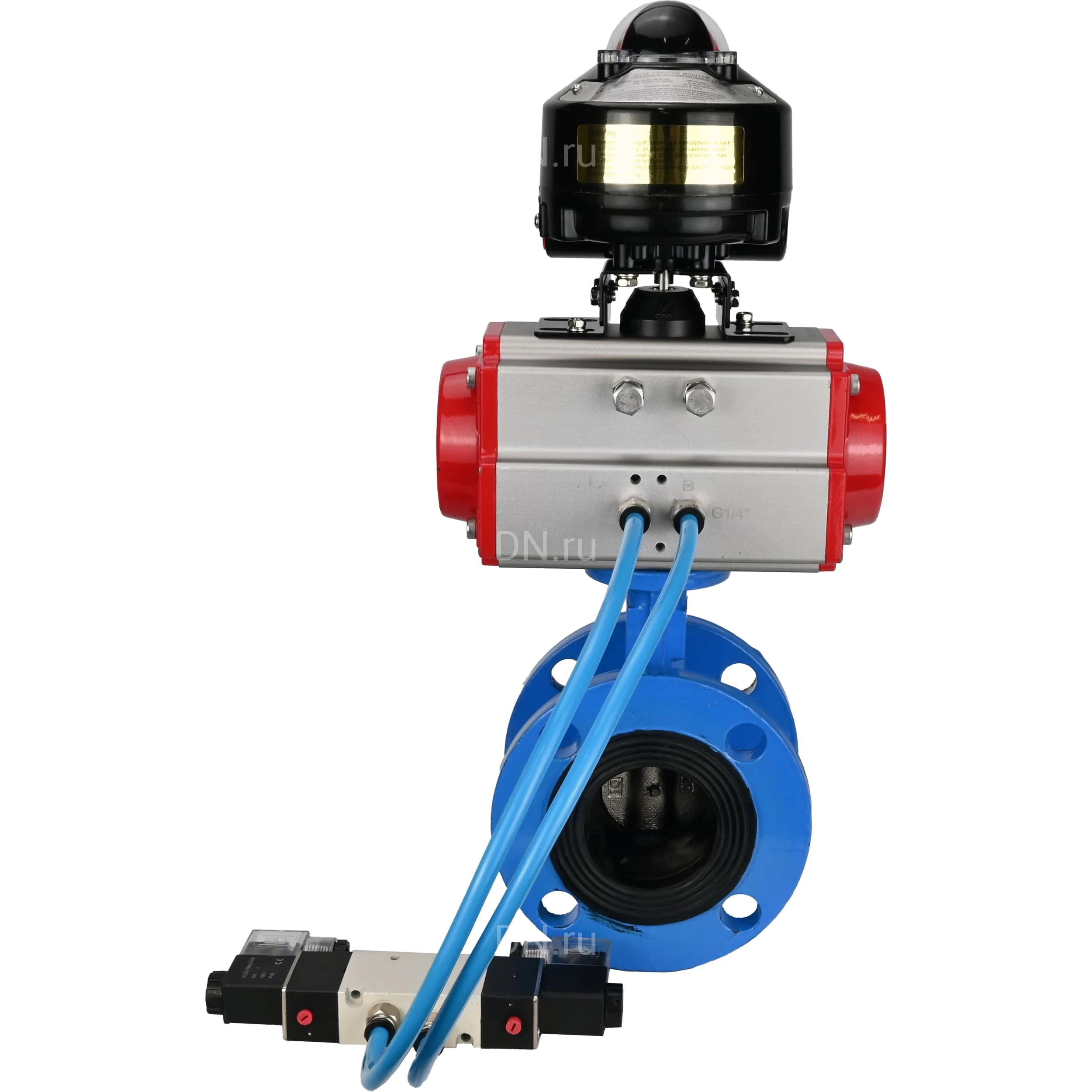 Изображение товара Затвор дисковый поворотный DN.ru WBV1313E-2W-F Ду100 с пневмоприводом