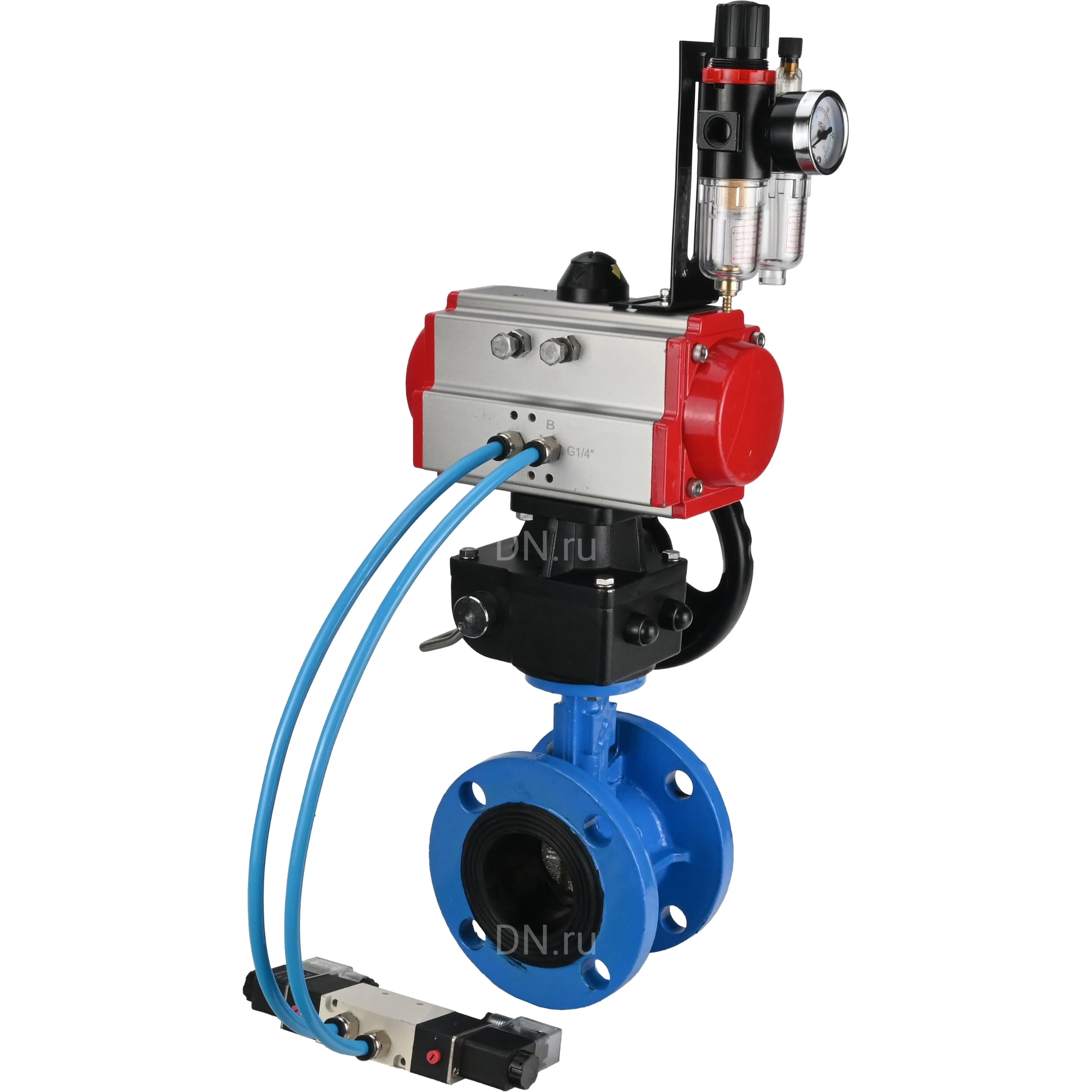 Изображение товара Затвор дисковый поворотный DN.ru WBV1313E-2W-F-H Ду200 Ру16 фланцевый