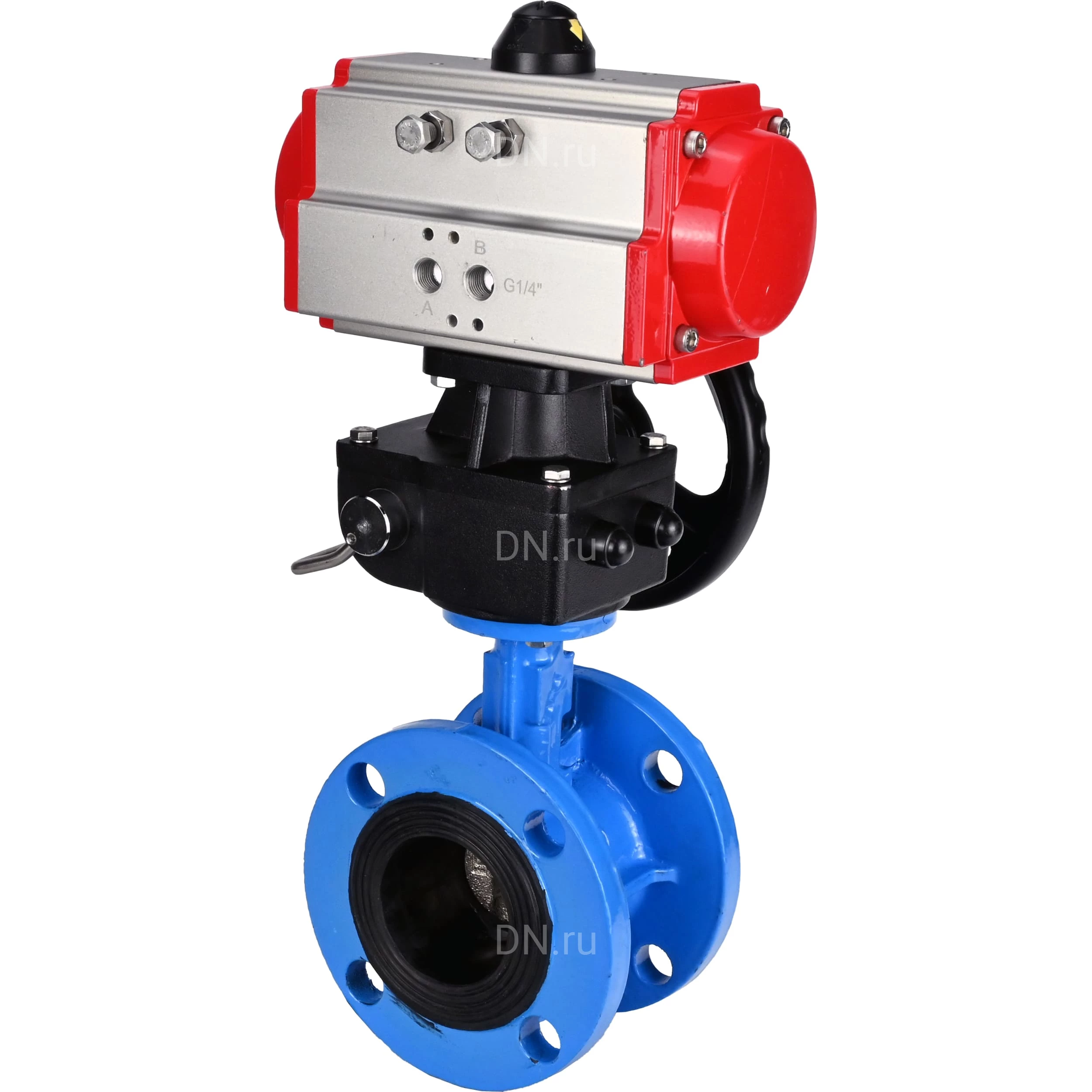 Изображение товара Затвор дисковый поворотный DN.ru WBV1313E-2W-F Ду50 Ру16 с пневмоприводом