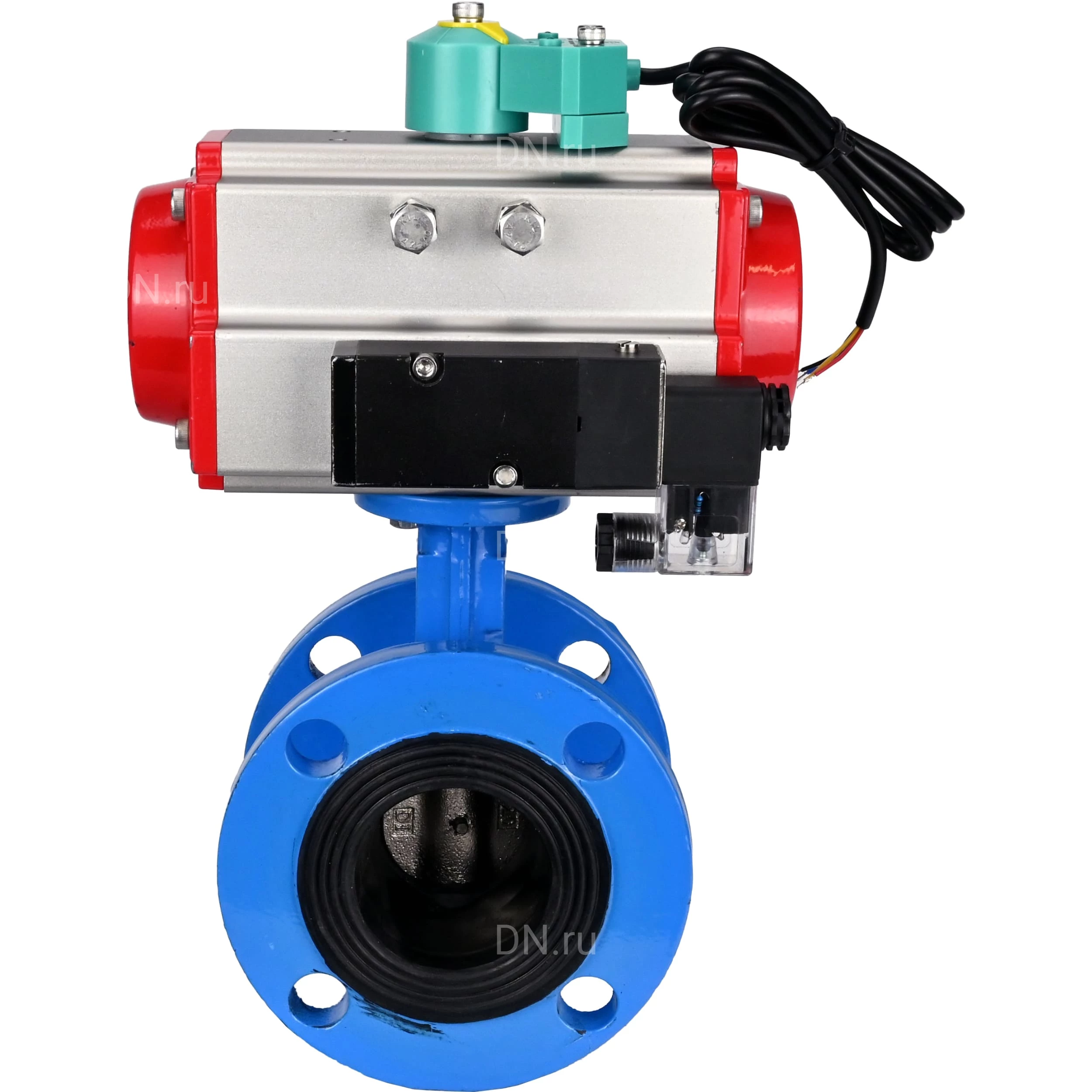 Изображение товара Затвор дисковый поворотный DN.ru WBV1313E-2W-F-H Ду50 Ру16 с пневмоприводом