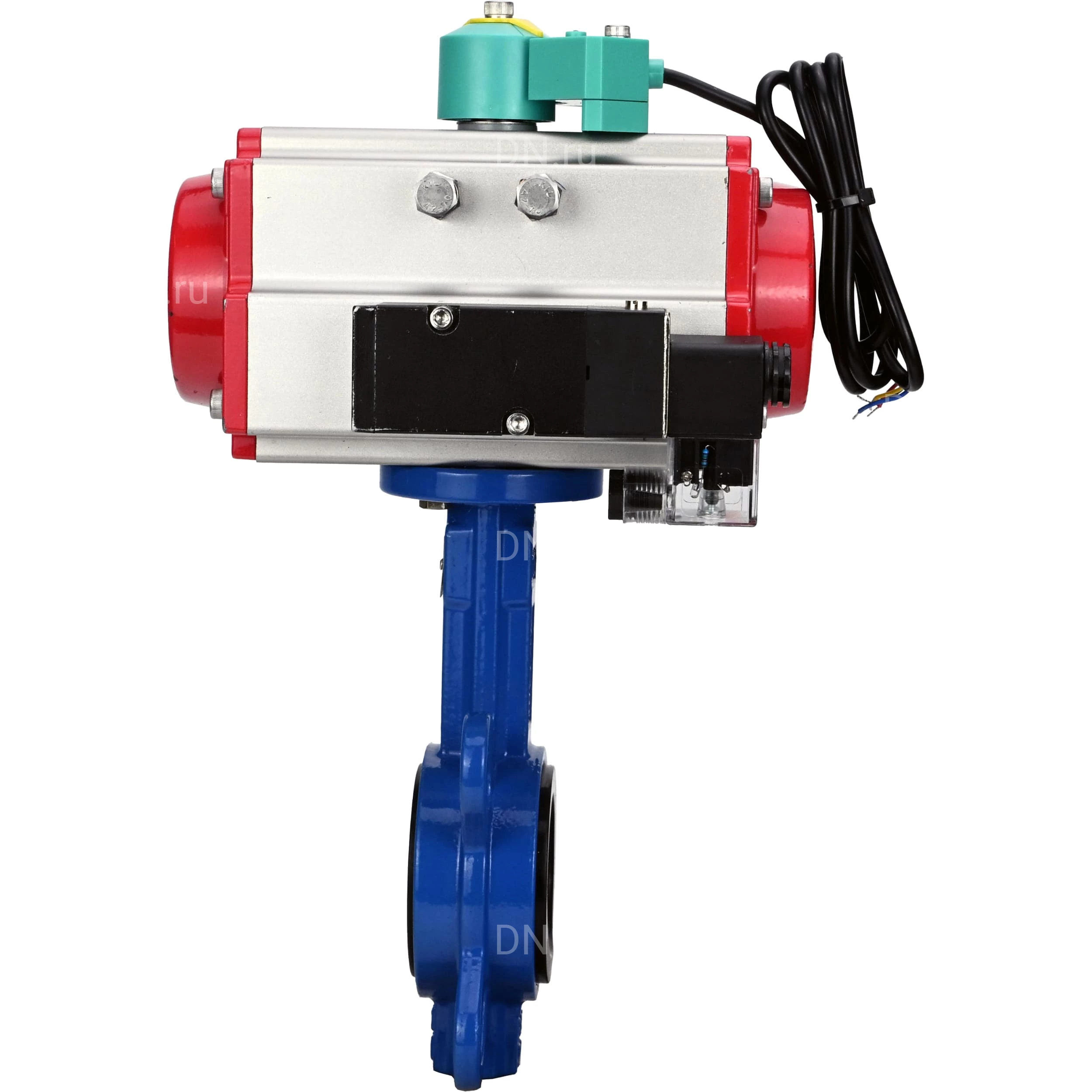 Изображение товара Затвор дисковый поворотный DN.ru WBV1413E-2W-Fb-H Ду80 Ру16 пневмопривод