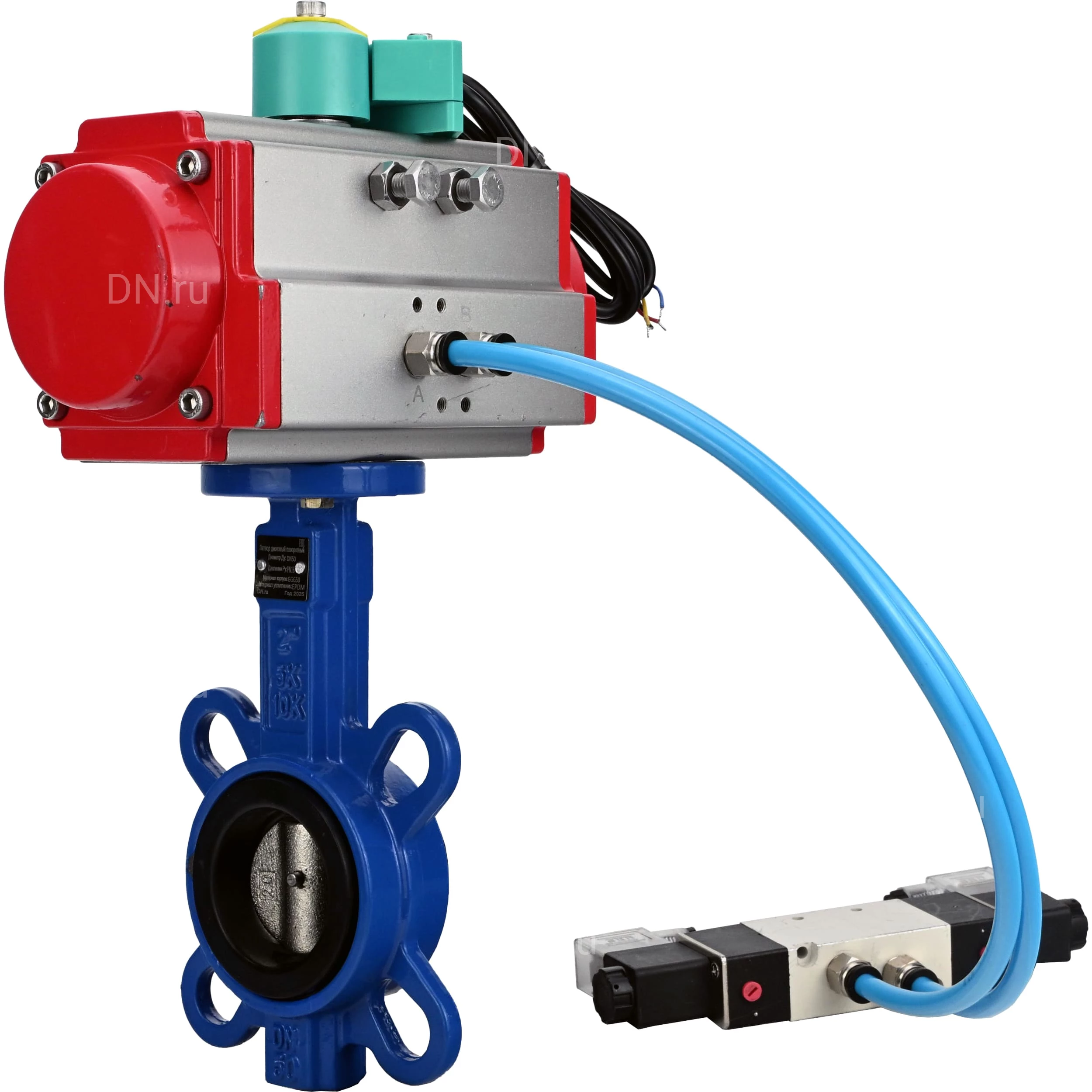 Изображение товара Затвор дисковый поворотный DN.ru WBV1413E-2W-Fb-H Ду40 Ру16 с пневмоприводом