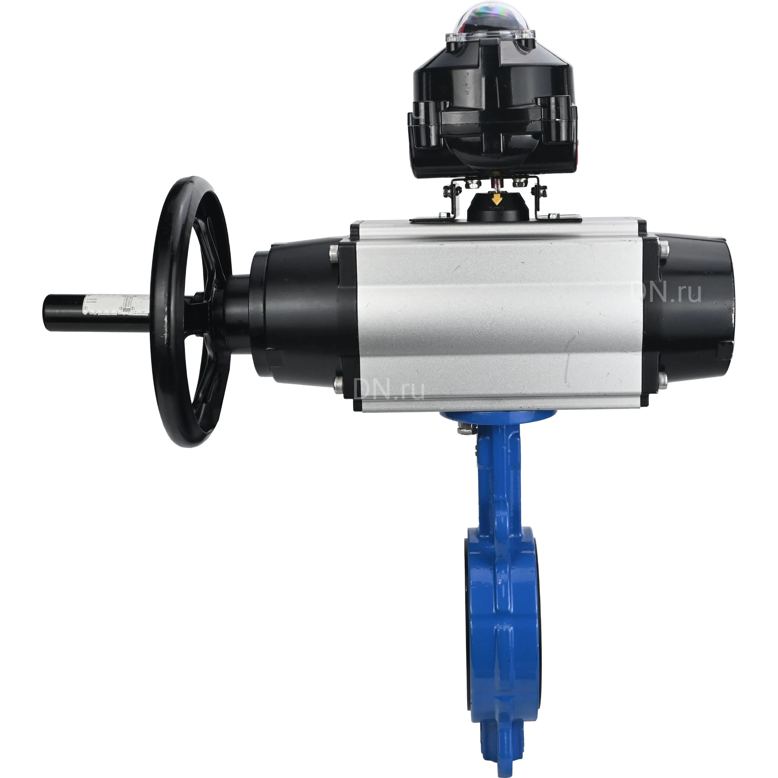 Изображение товара Затвор дисковый поворотный DN.ru WBV1413E-2W-Fb-H Ду150 Ру16 с пневмоприводом