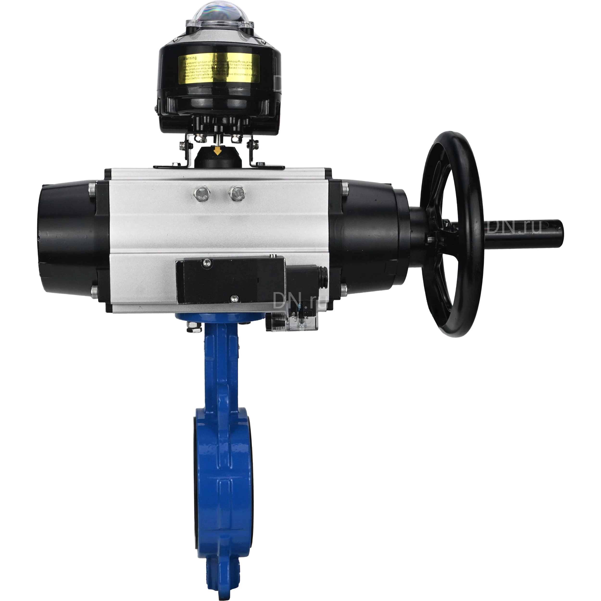 Изображение товара Затвор дисковый поворотный DN.ru WBV1413E-2W-Fb-H Ду150 Ру16 с пневмоприводом