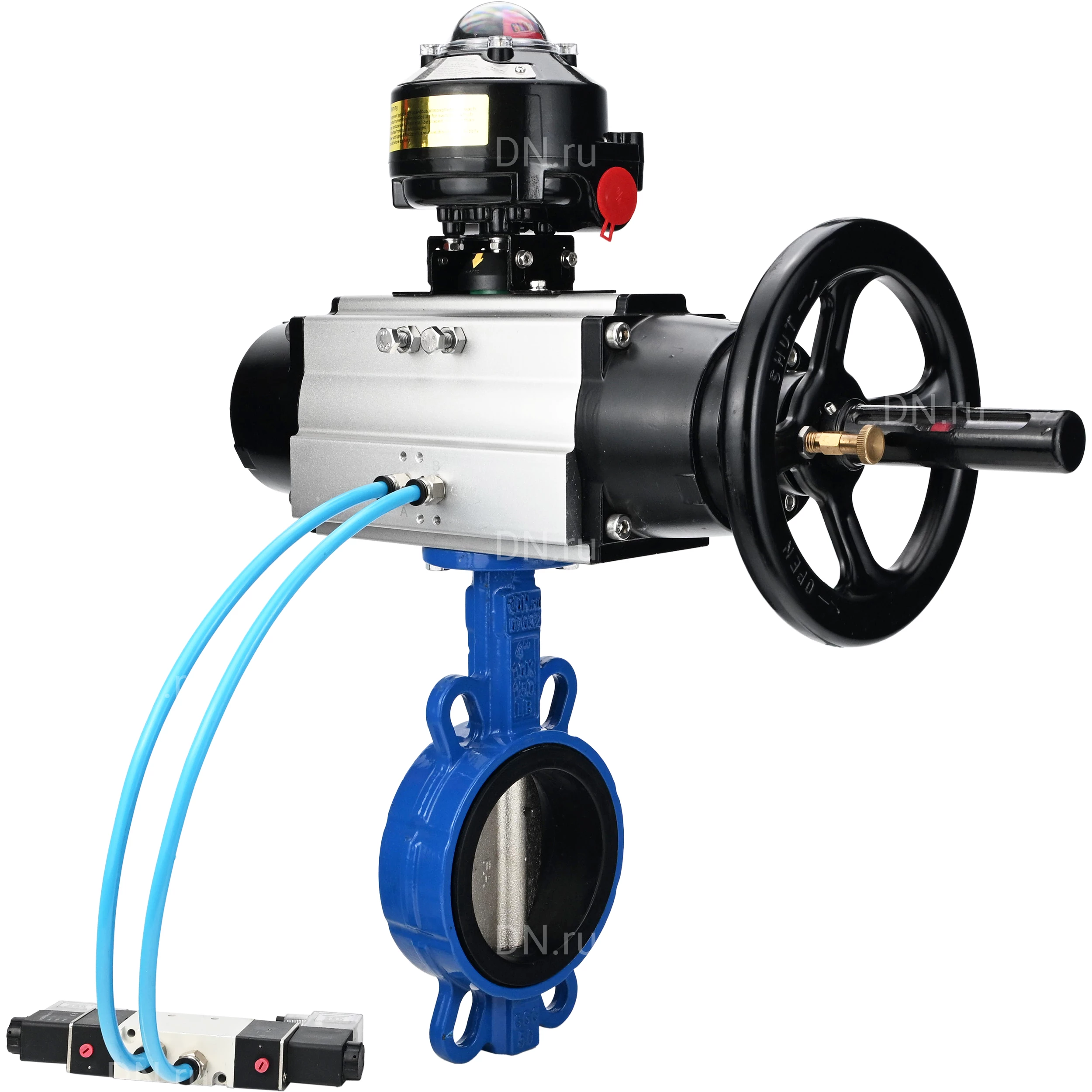 Изображение товара Затвор дисковый поворотный DN.ru WBV1413E-2W-Fb-H Ду150 Ру16 с пневмоприводом