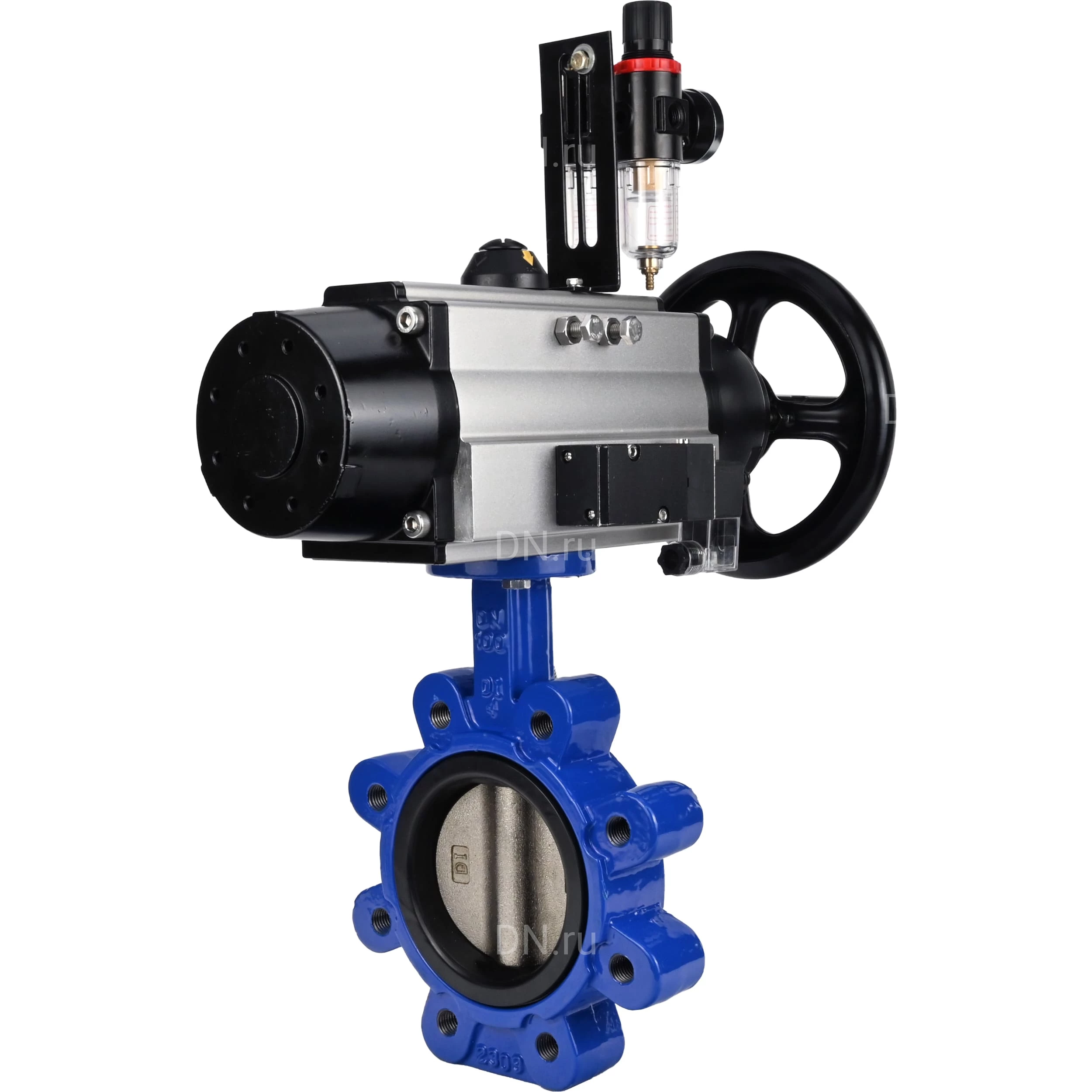 Изображение товара Затвор дисковый поворотный DN.ru WBV1616E-2W-Fb-H Ду125, чугун, автоматизация