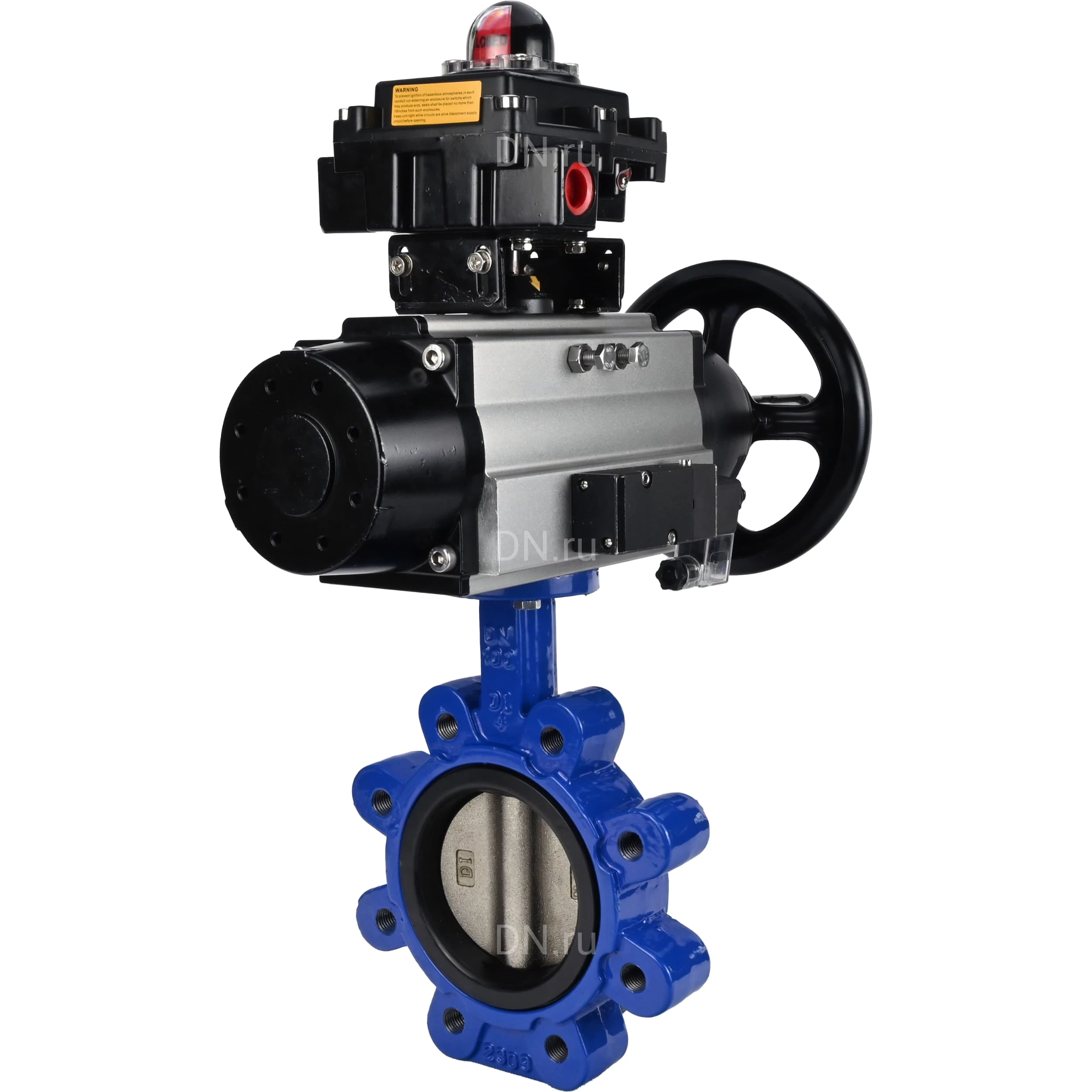 Изображение товара Затвор дисковый поворотный DN.ru WBV1616N-2W-Fb-H Ду150 с пневмоприводом