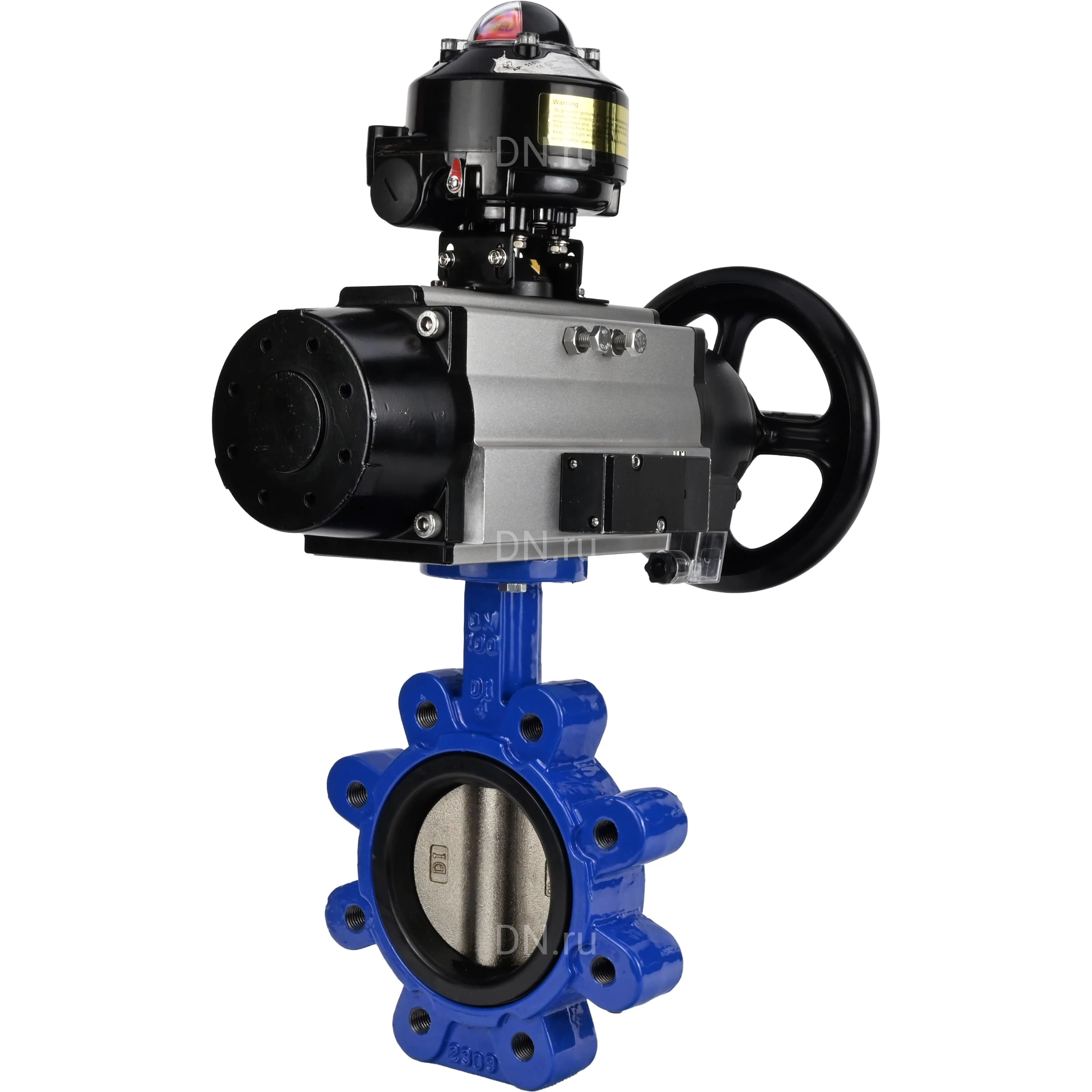 Изображение товара Затвор дисковый поворотный DN.ru WBV1616N-2W-Fb-H Ду125 Ру16 межфланцевый чугун