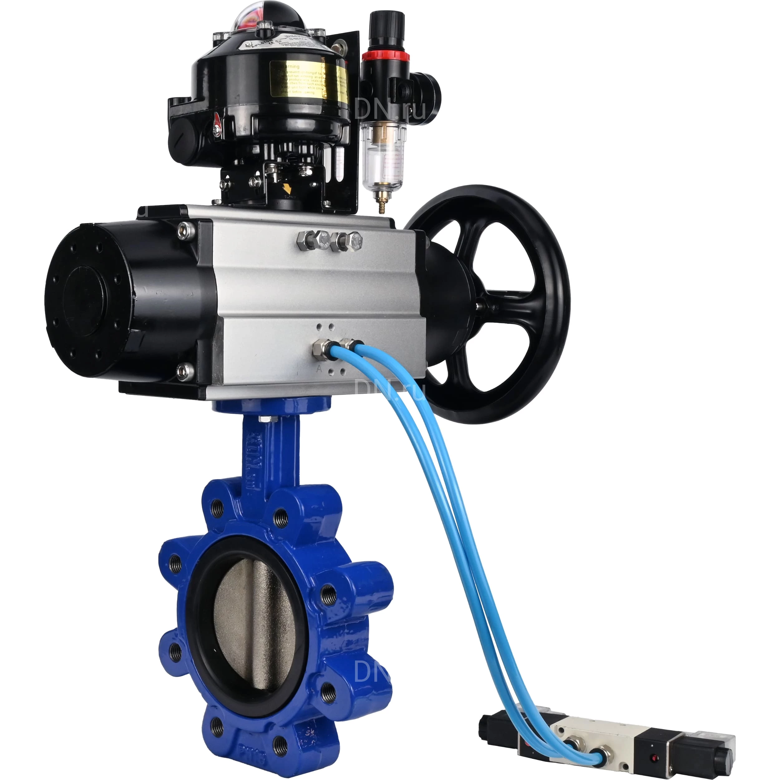 Изображение товара Затвор дисковый поворотный DN.ru WBV1616E-2W-Fb-H 150 мм, PN16, с пневмоприводом