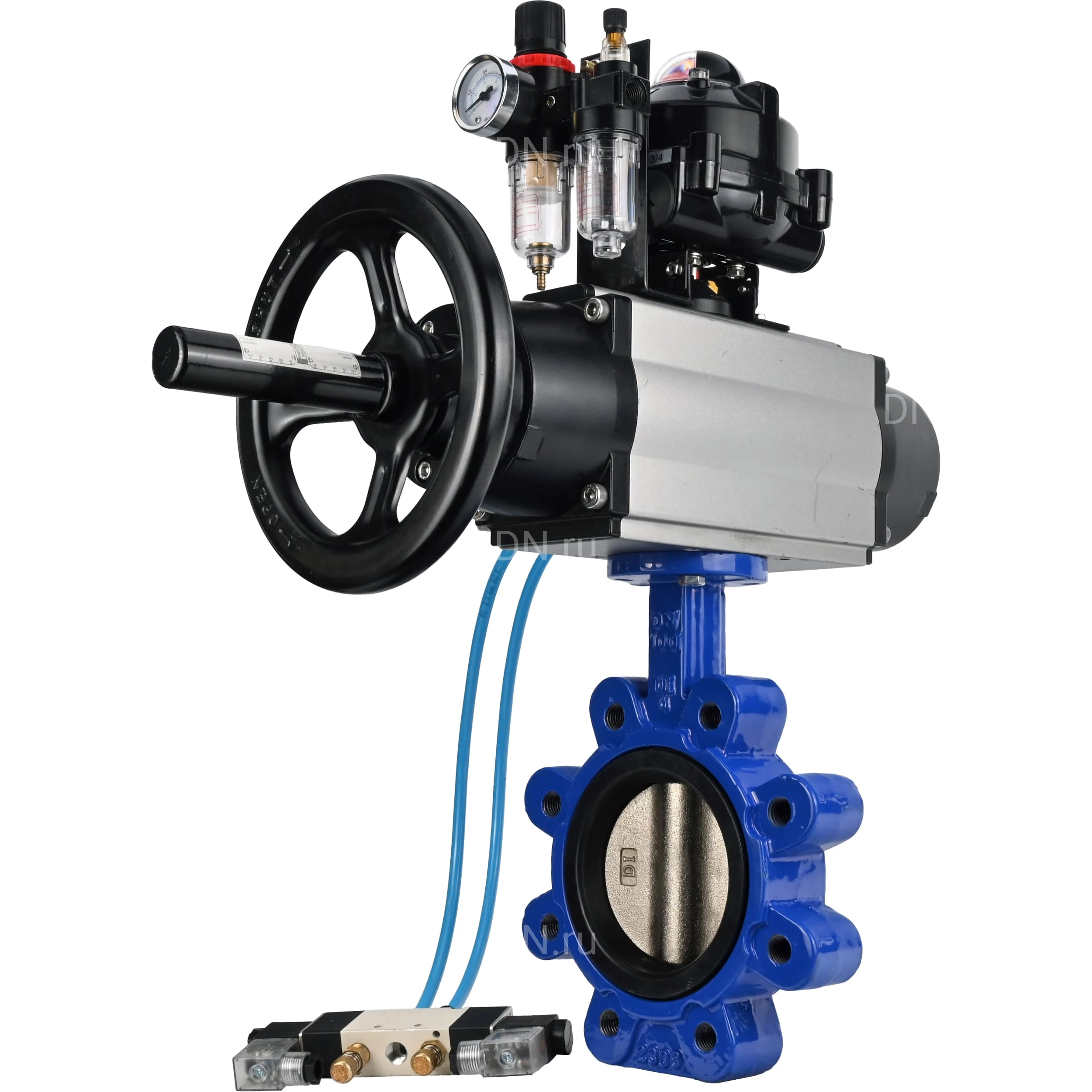 Изображение товара Затвор дисковый поворотный DN.ru WBV1616E-2W-Fb-H Ду150 Ру16 межфланцевый