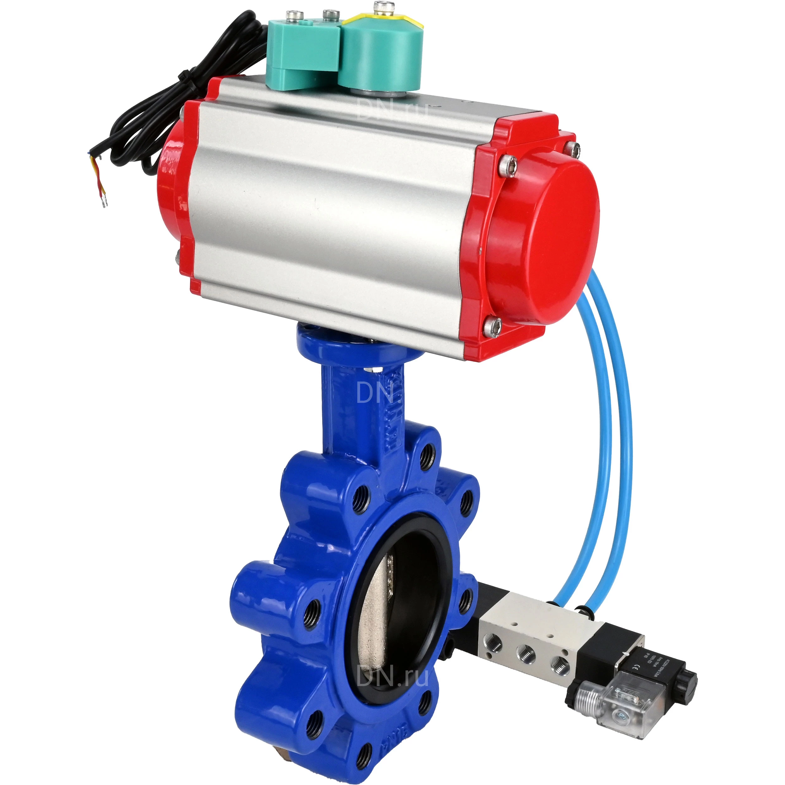 Изображение товара Затвор дисковый поворотный DN.ru WBV1616N-2W-Fb-H Ду65 Ру16 с пневмоприводом