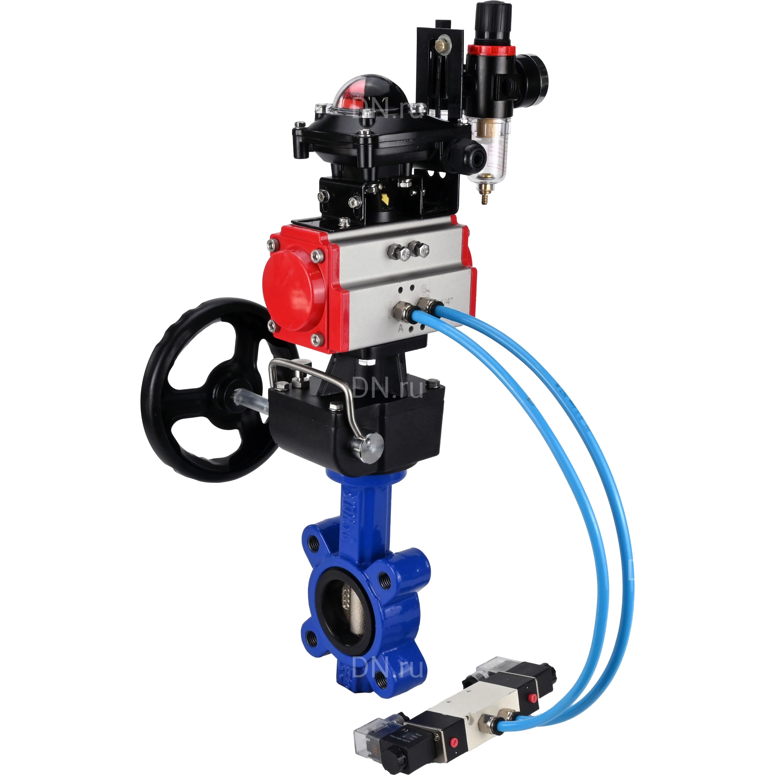 Изображение товара Затвор дисковый поворотный DN.ru WBV1616E-2W-Fb-H Ду50 Ру16 с пневмоприводом