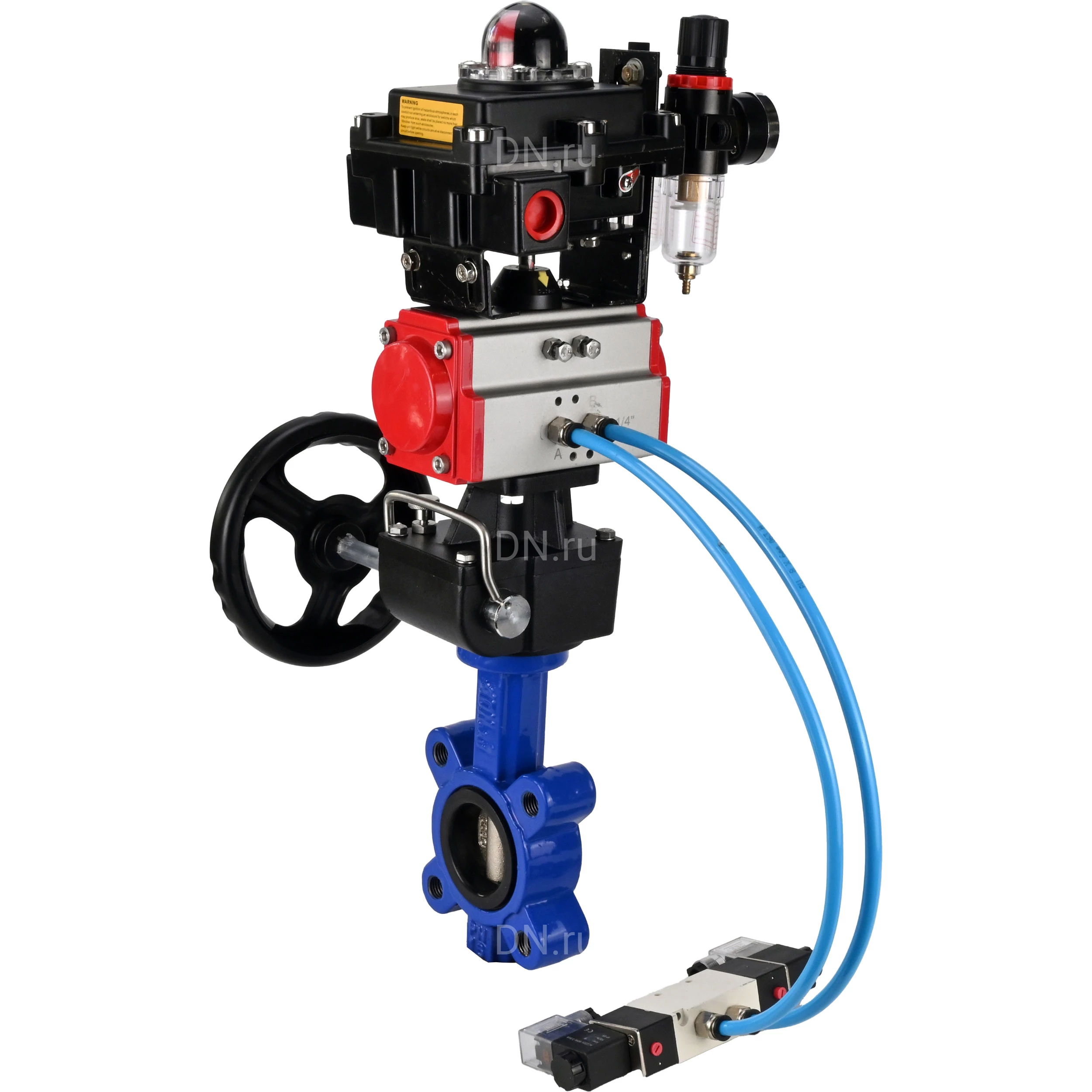 Изображение товара Затвор дисковый поворотный DN.ru WBV1616N-2W-Fb-H Ду80 Ру16 чугун пневмопривод